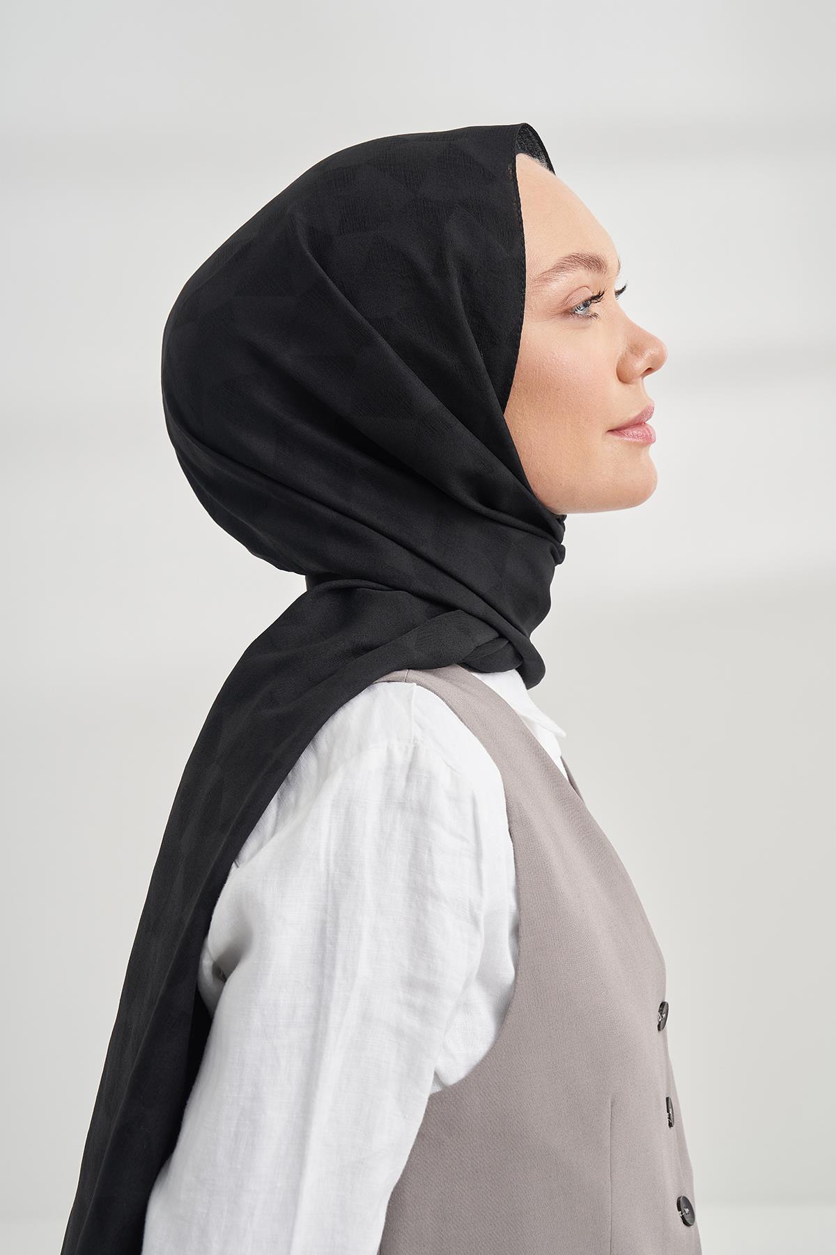 Armanda Geometrik Desen Şal 3120-siyah