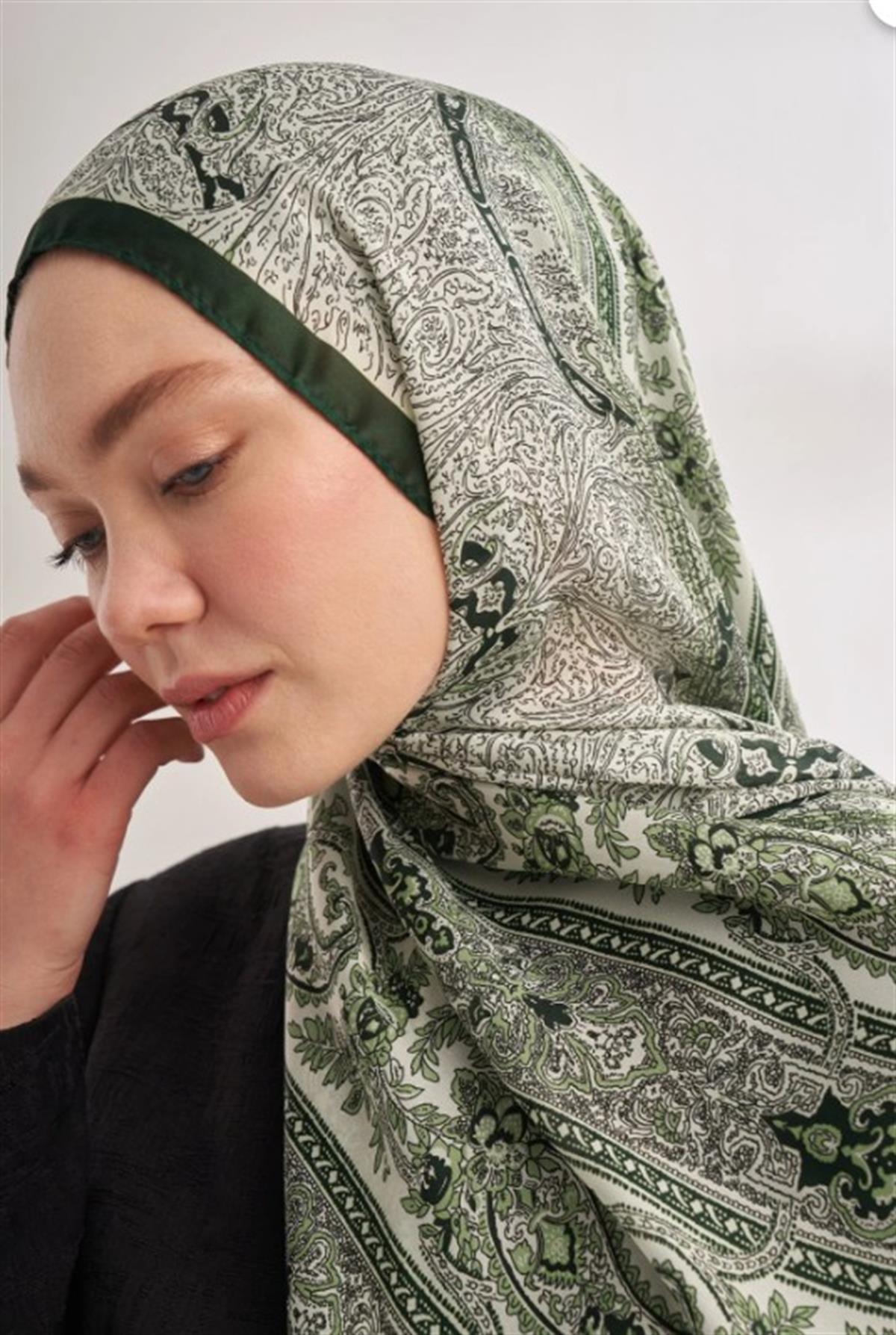 Armanda İthal Vual Nuit Desen Şal 04463-Haki
