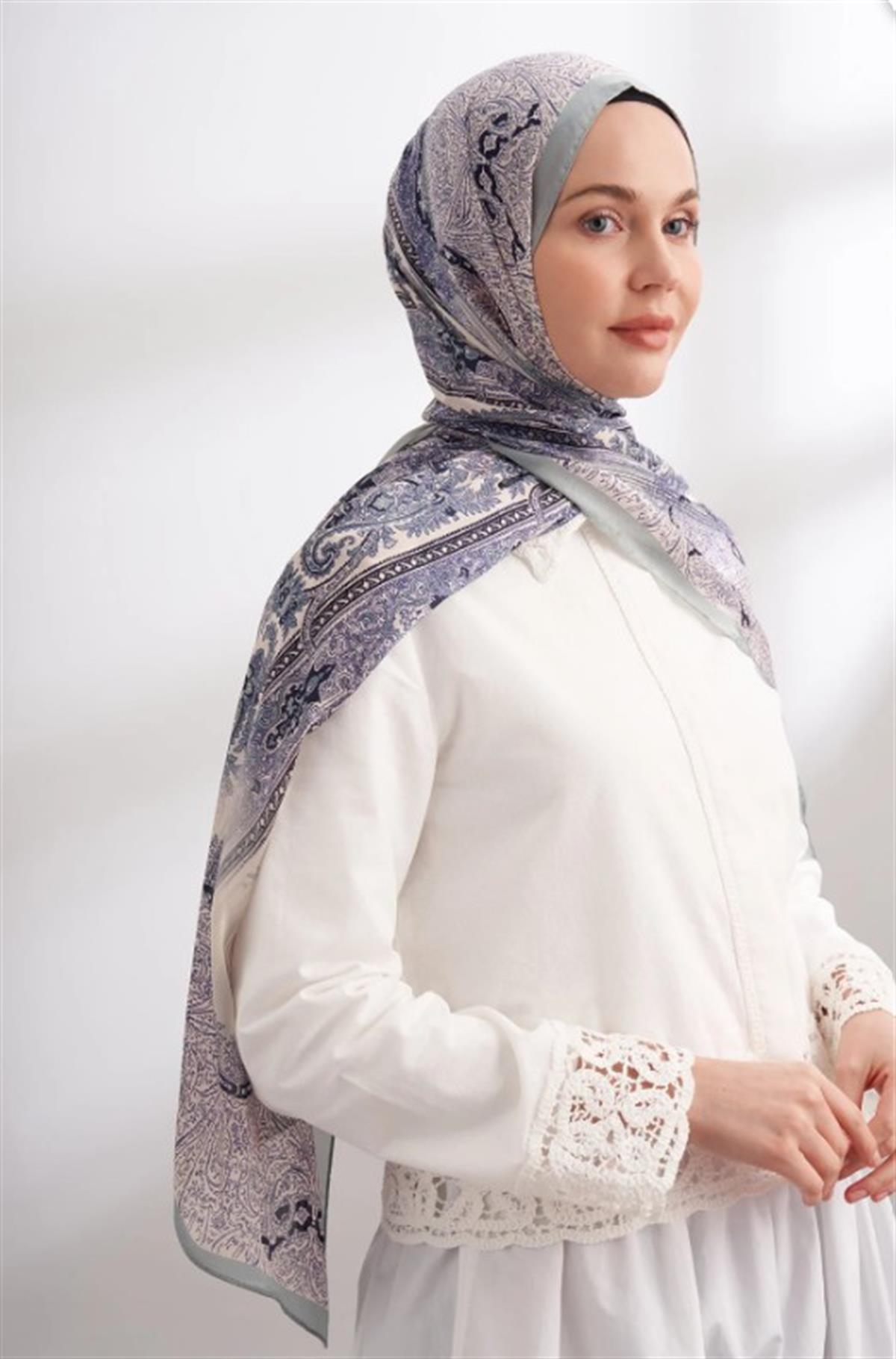 Armanda İthal Vual Nuit Desen Şal 04463-Gümüş