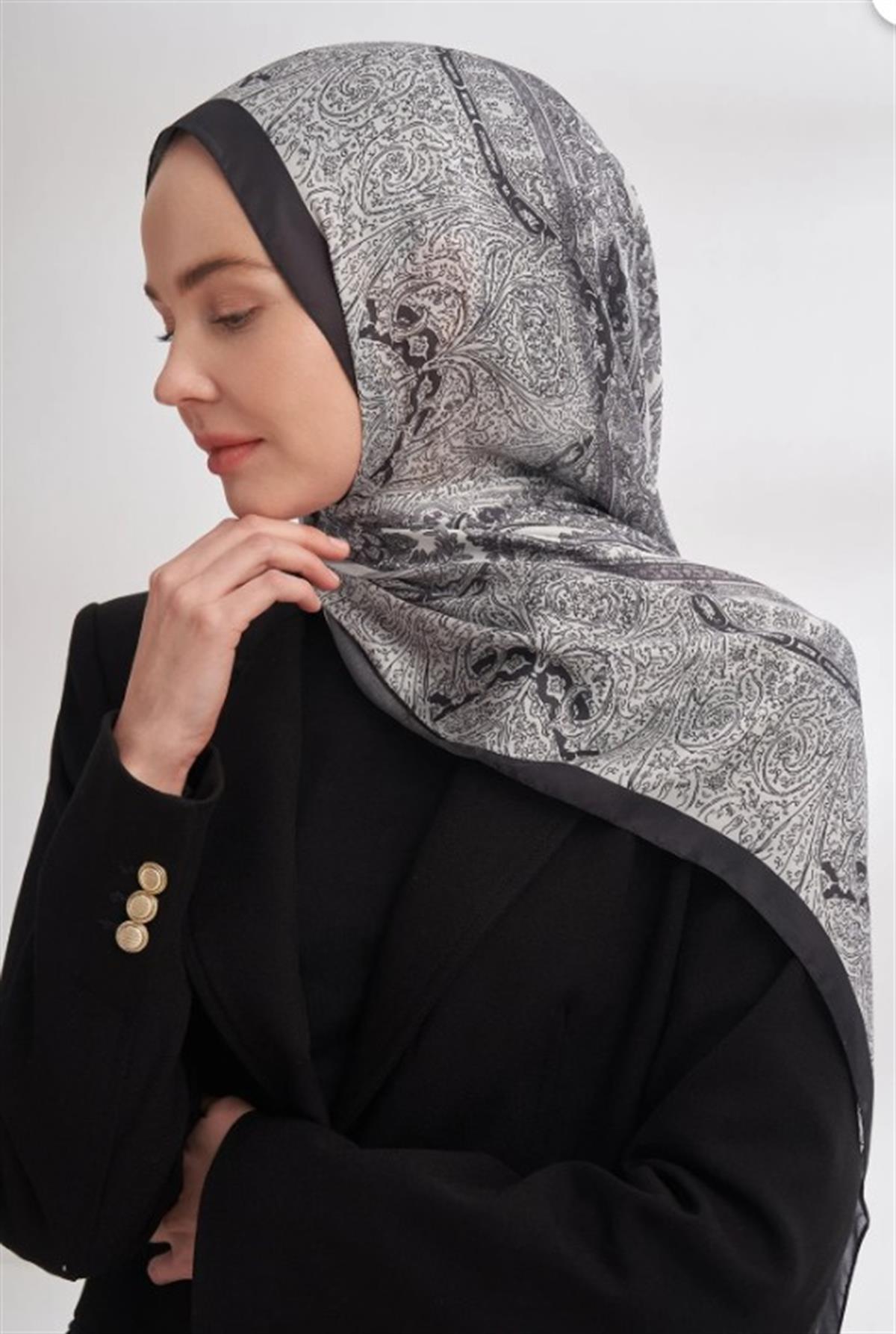 Armanda İthal Vual Nuit Desen Şal 04463-Antrasit