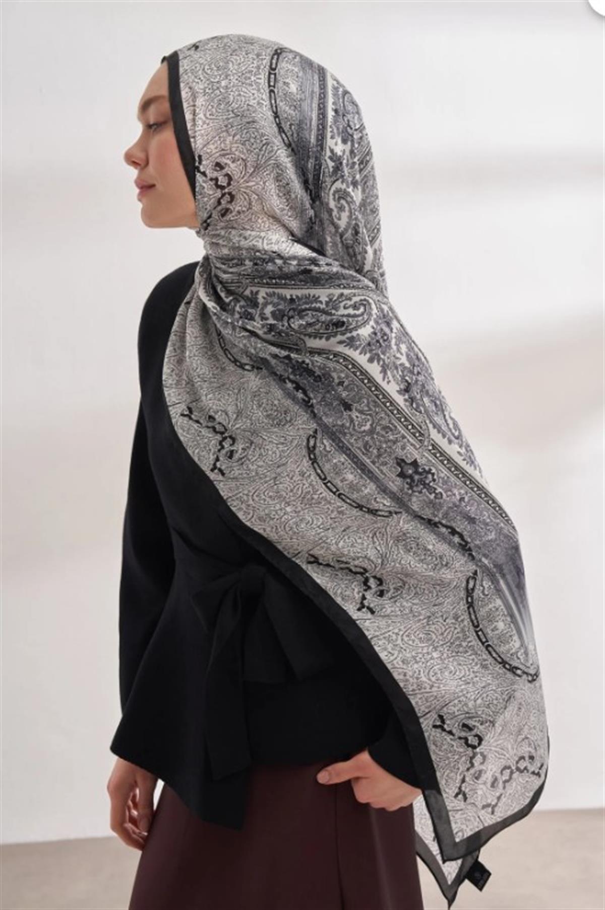 Armanda İthal Vual Nuit Desen Şal 04463-Siyah
