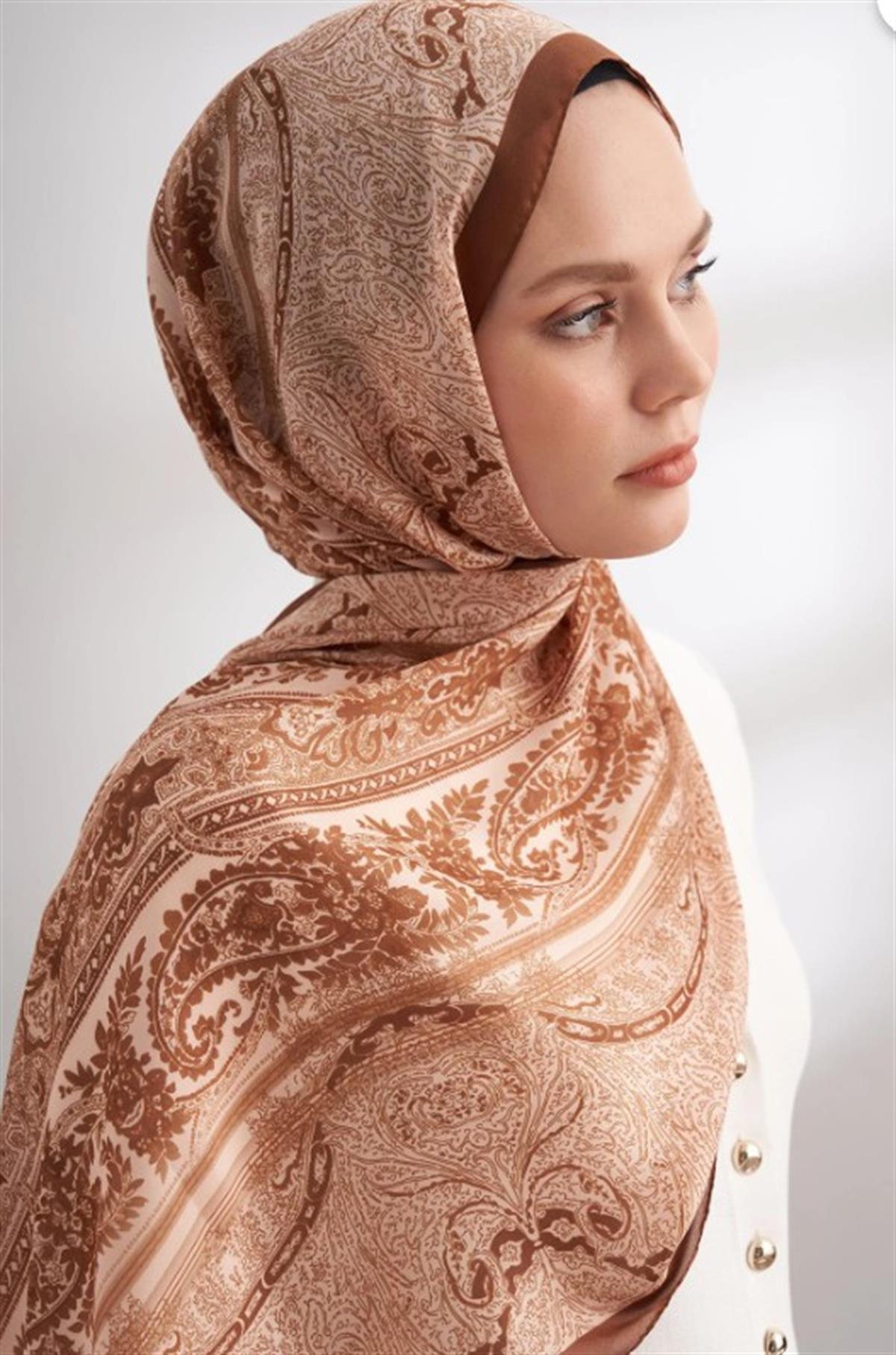 Armanda İthal Vual Nuit Desen Şal 04463-Kahve