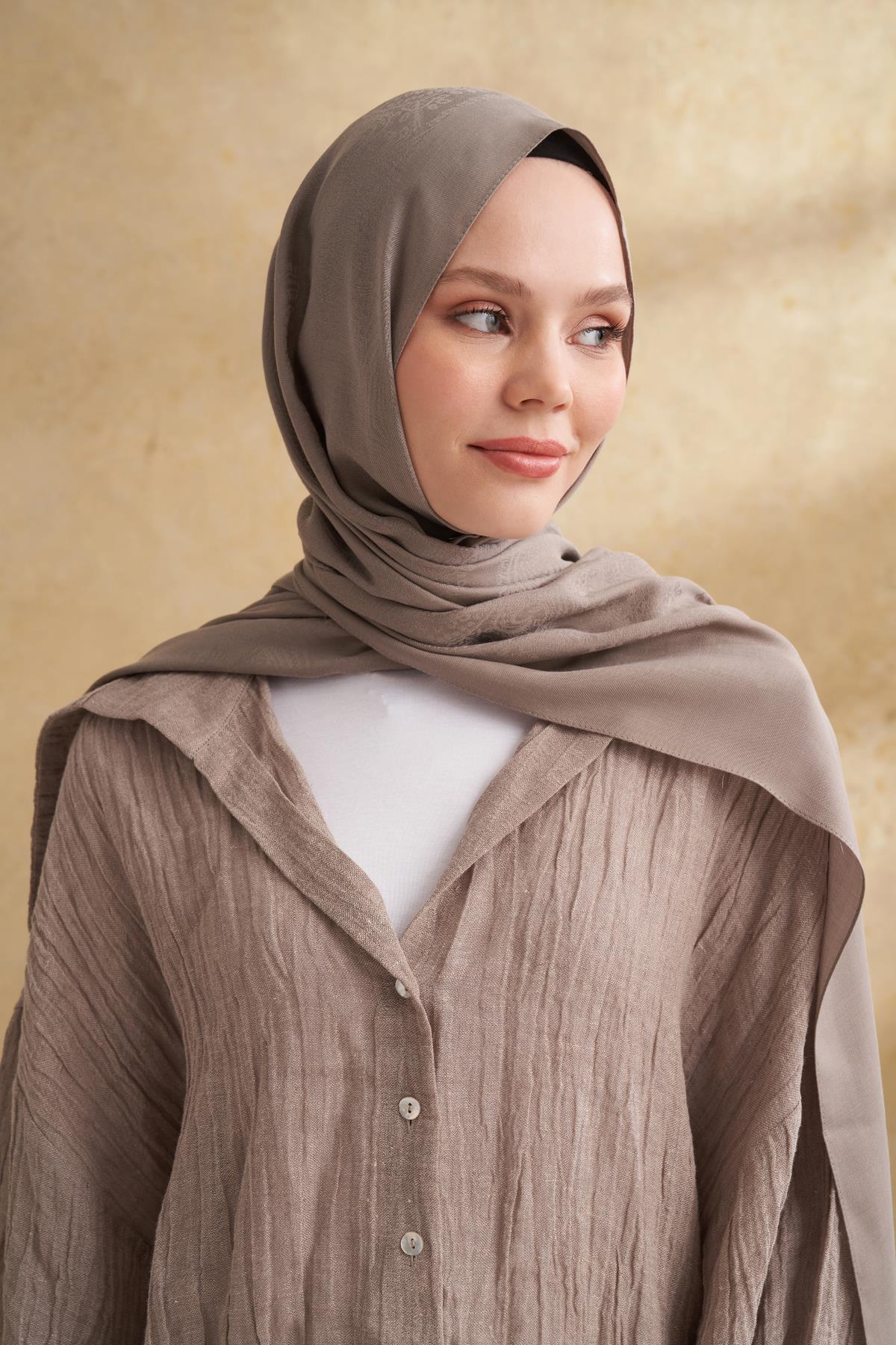 Armanda Lyocell Viskon Nomade Desen Şal 3354-vizon