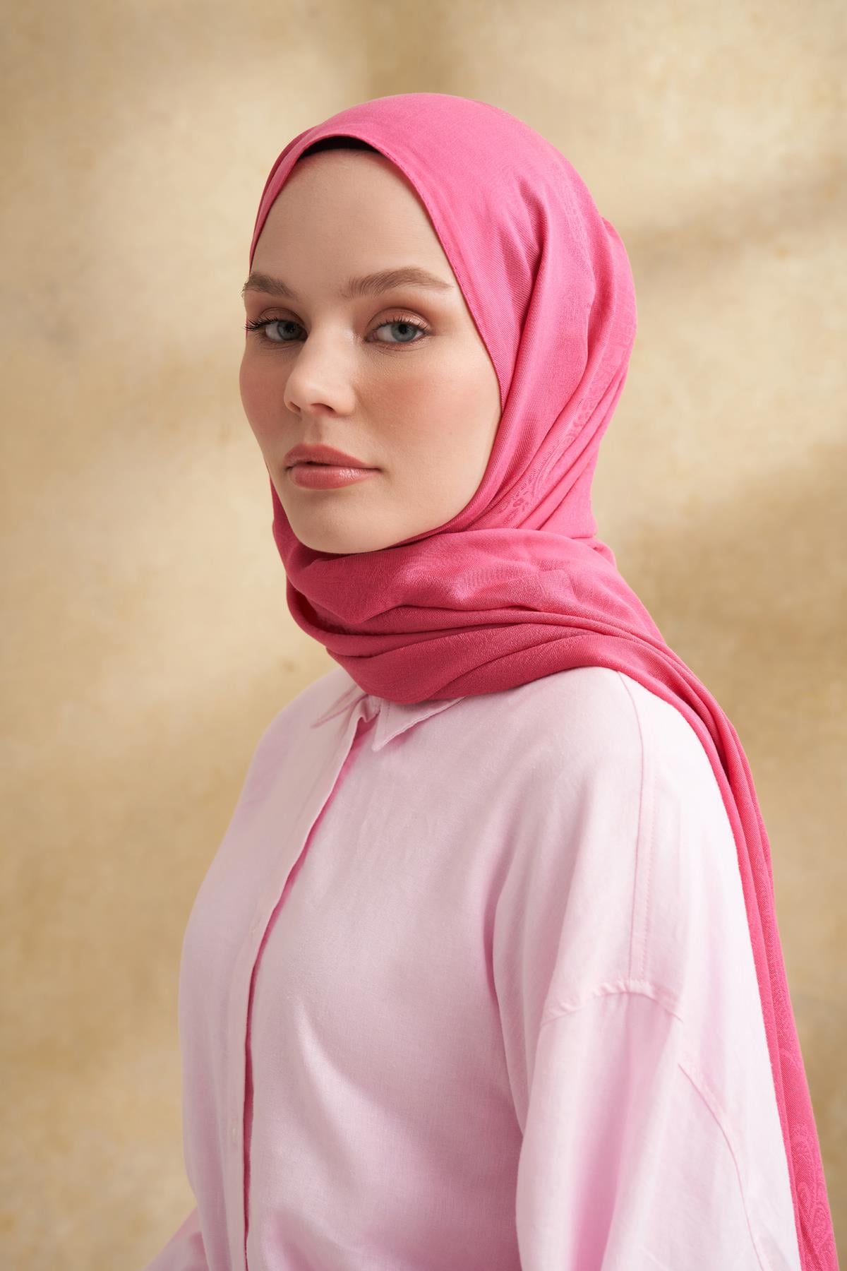 Armanda Lyocell Viskon Nomade Desen Şal 3354-FUŞYA