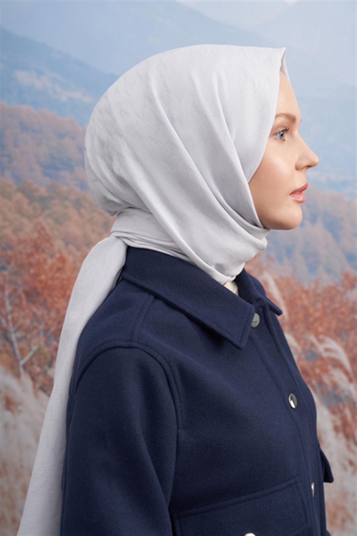 Armanda Monogram Desen Şal 3098-Gümüş