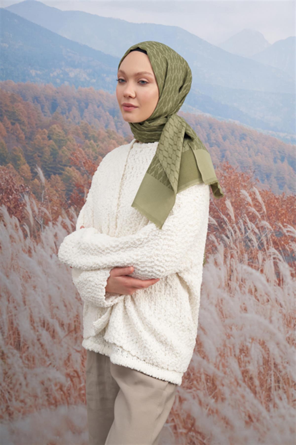 Armanda Monogram Desen Şal 3098-Haki