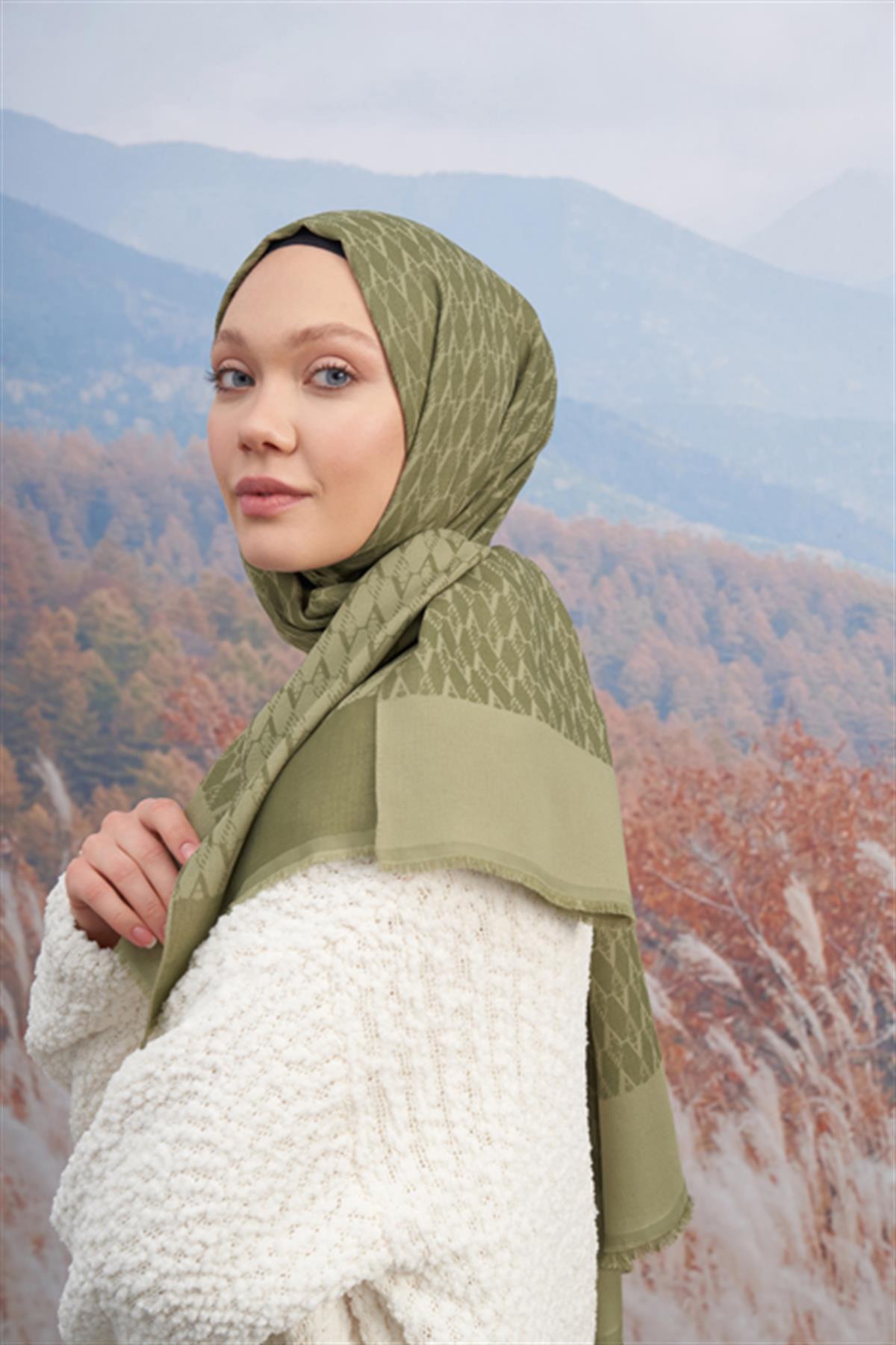 Armanda Monogram Desen Şal 3098-Haki