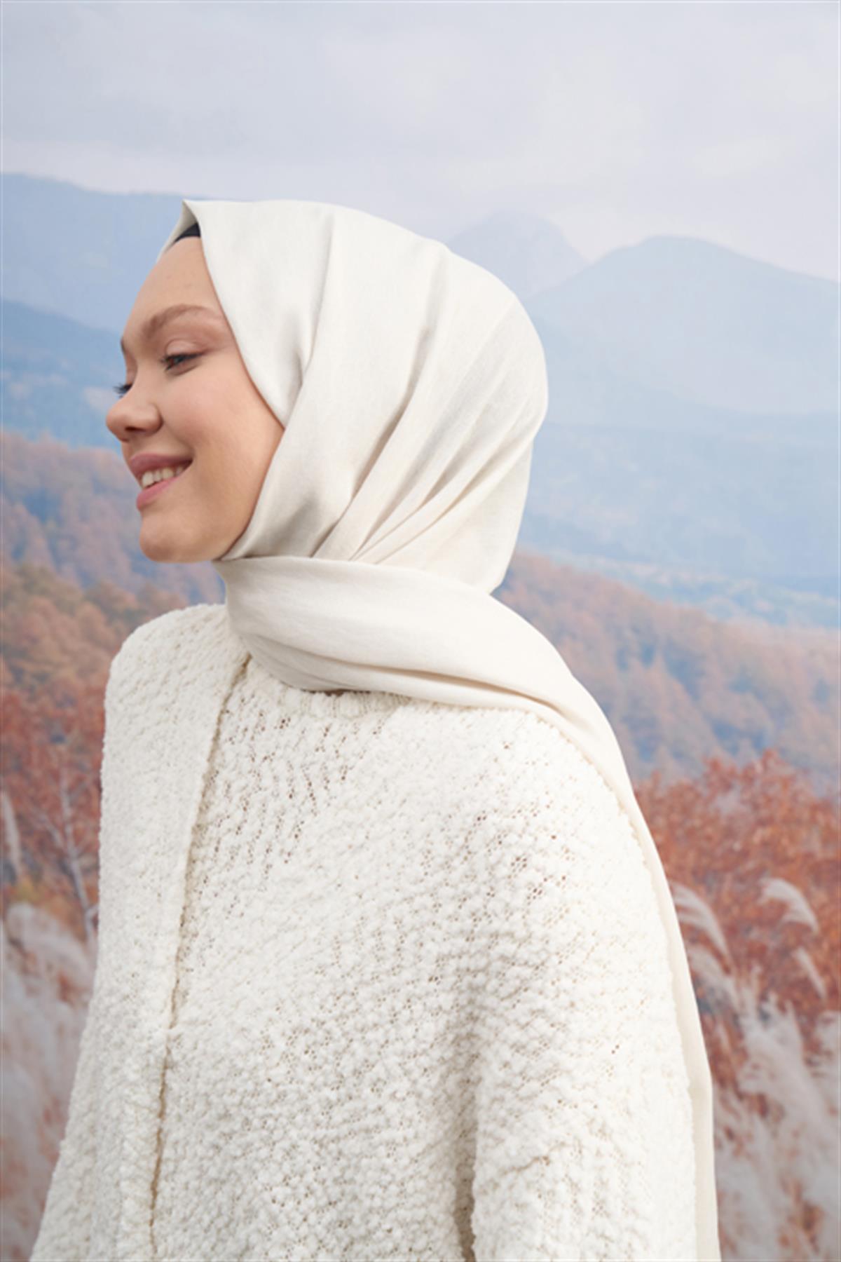 Armanda Monogram Desen Şal 3098-Krem