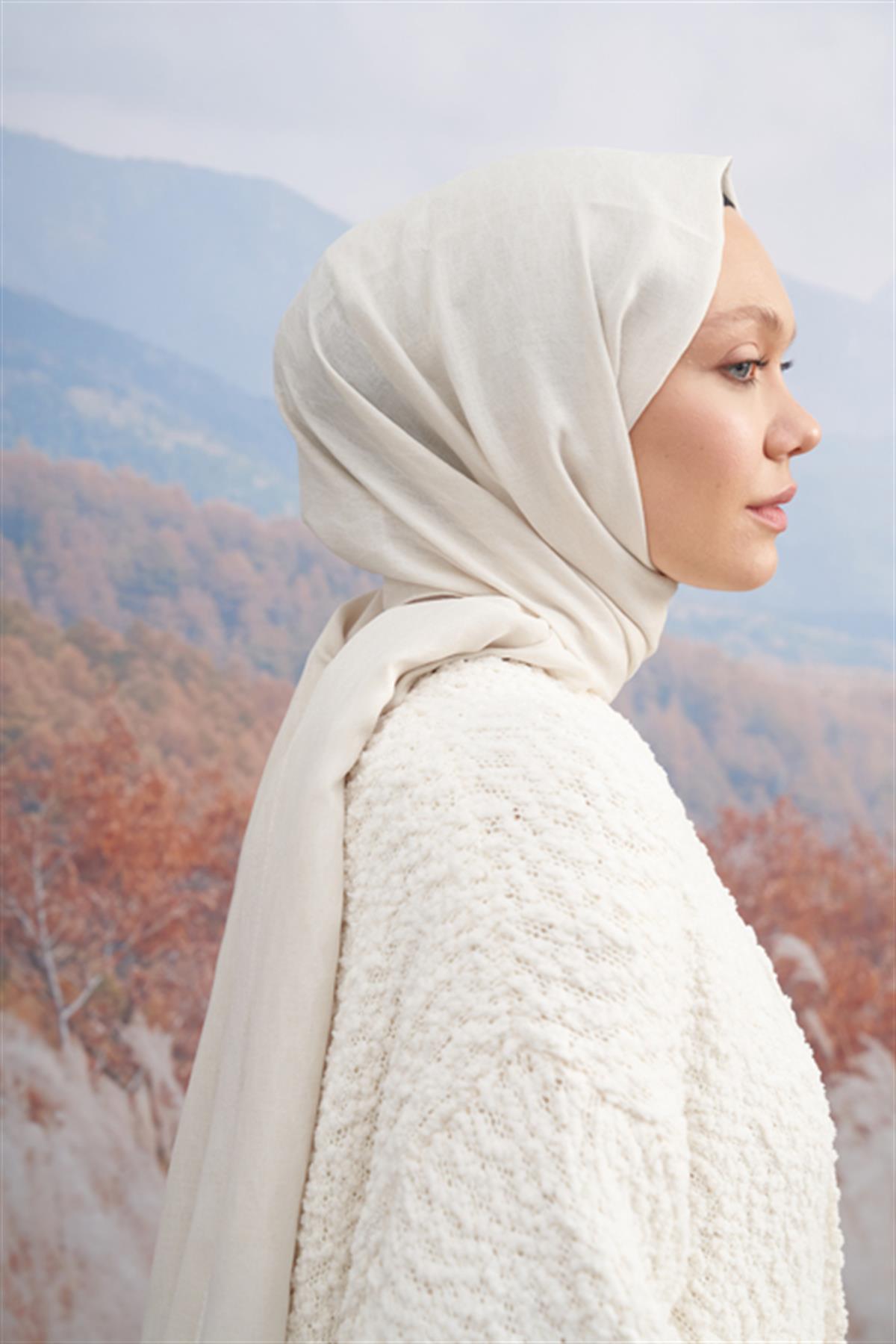 Armanda Monogram Desen Şal 3098-Krem