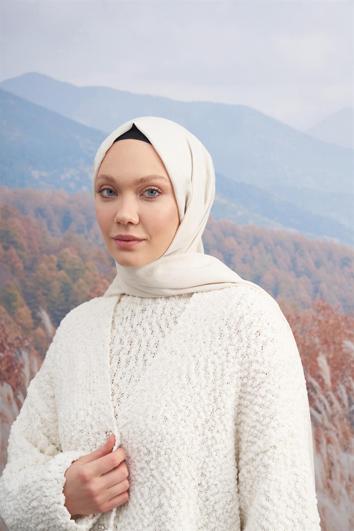 Armanda Monogram Desen Şal 3098-Krem
