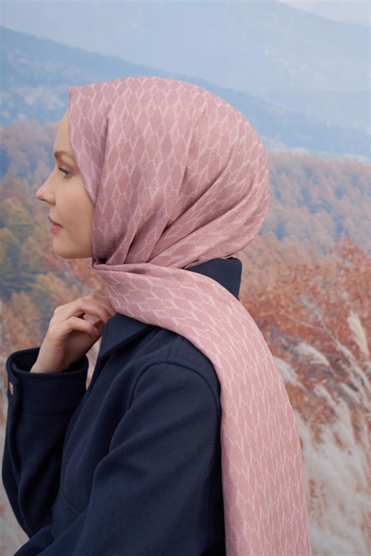 Armanda Monogram Desen Şal 3098-pudra