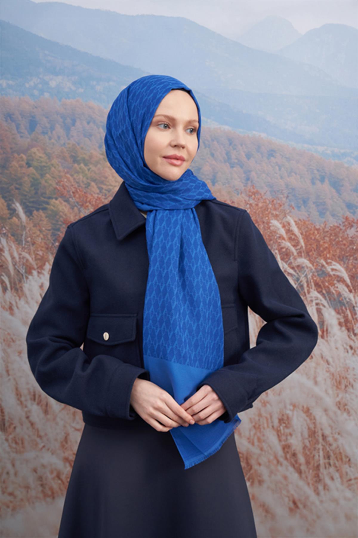 Armanda Monogram Desen Şal 3098-Saks