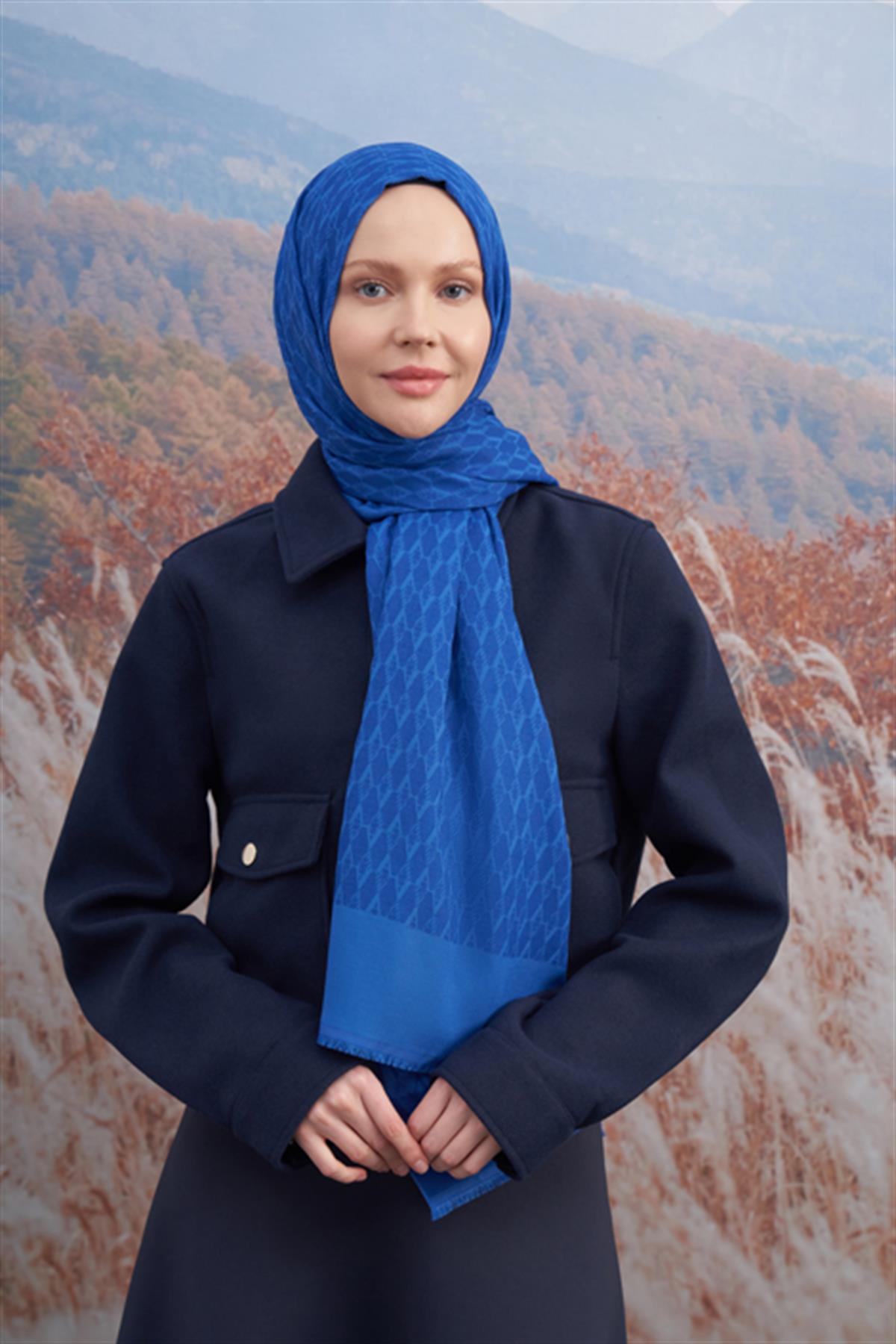 Armanda Monogram Desen Şal 3098-Saks