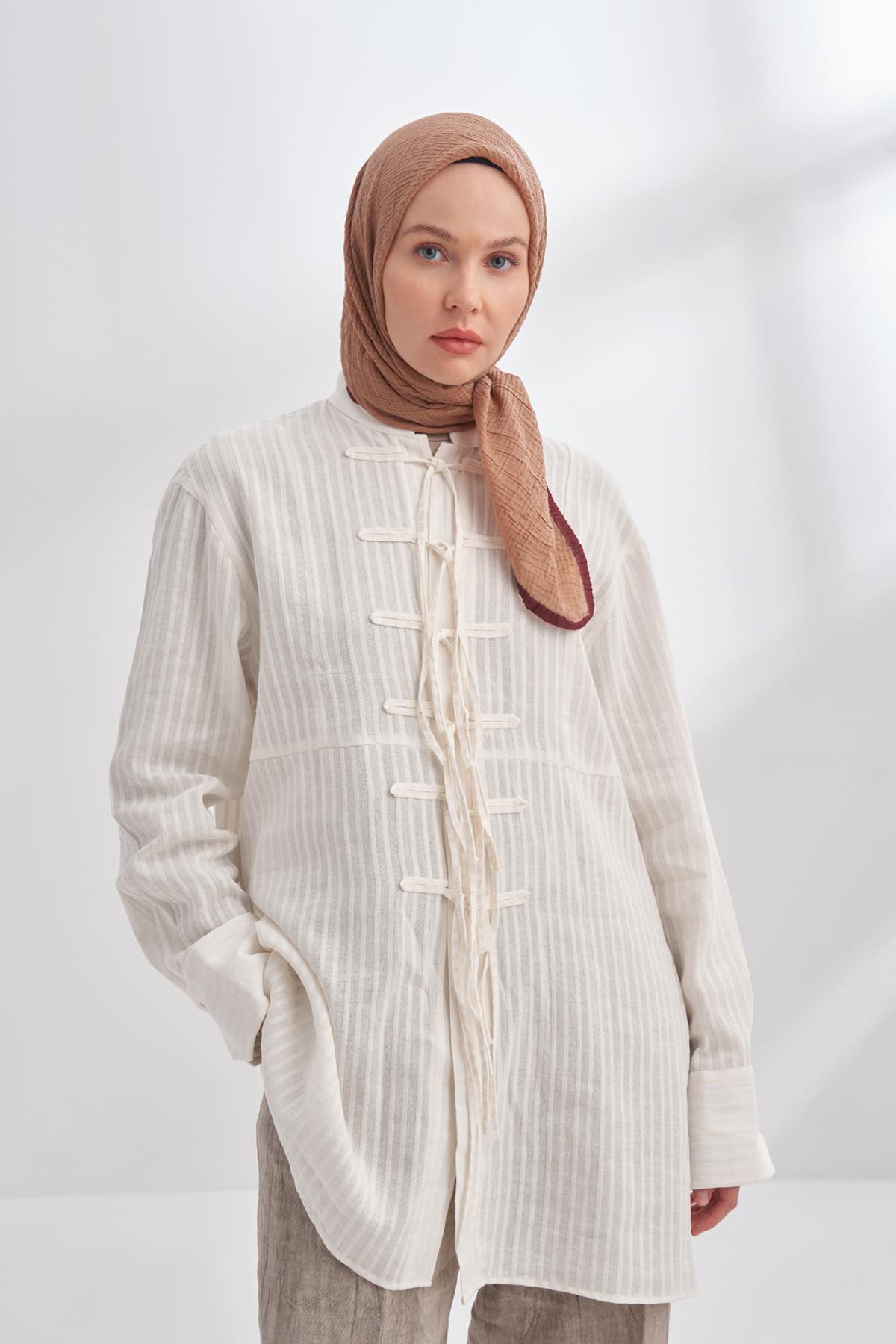 Armanda Müslin Biyeli Eşarp 3353-Deve Tüyü