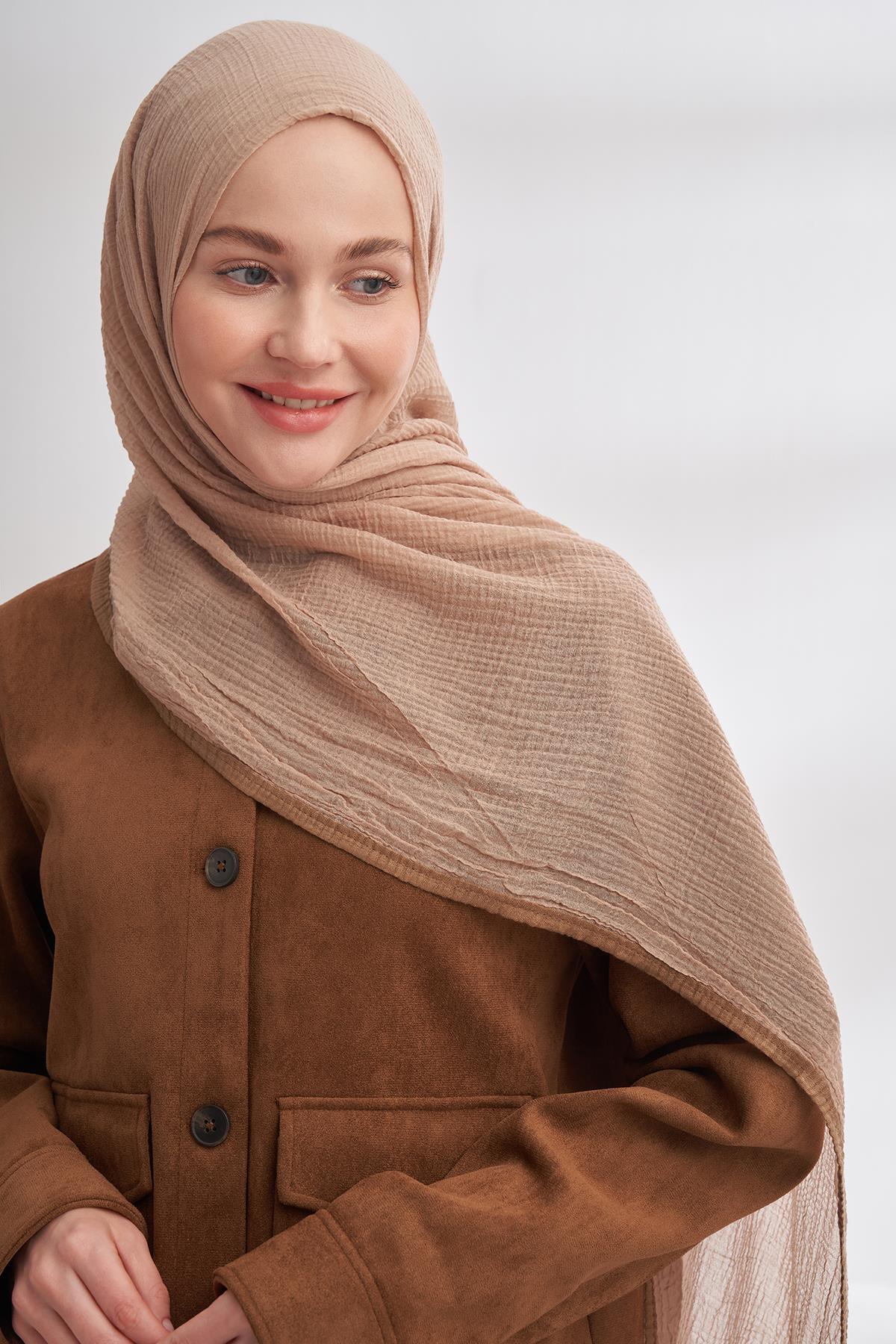 Armanda Müslin Biyeli Şal 3352-Sahra