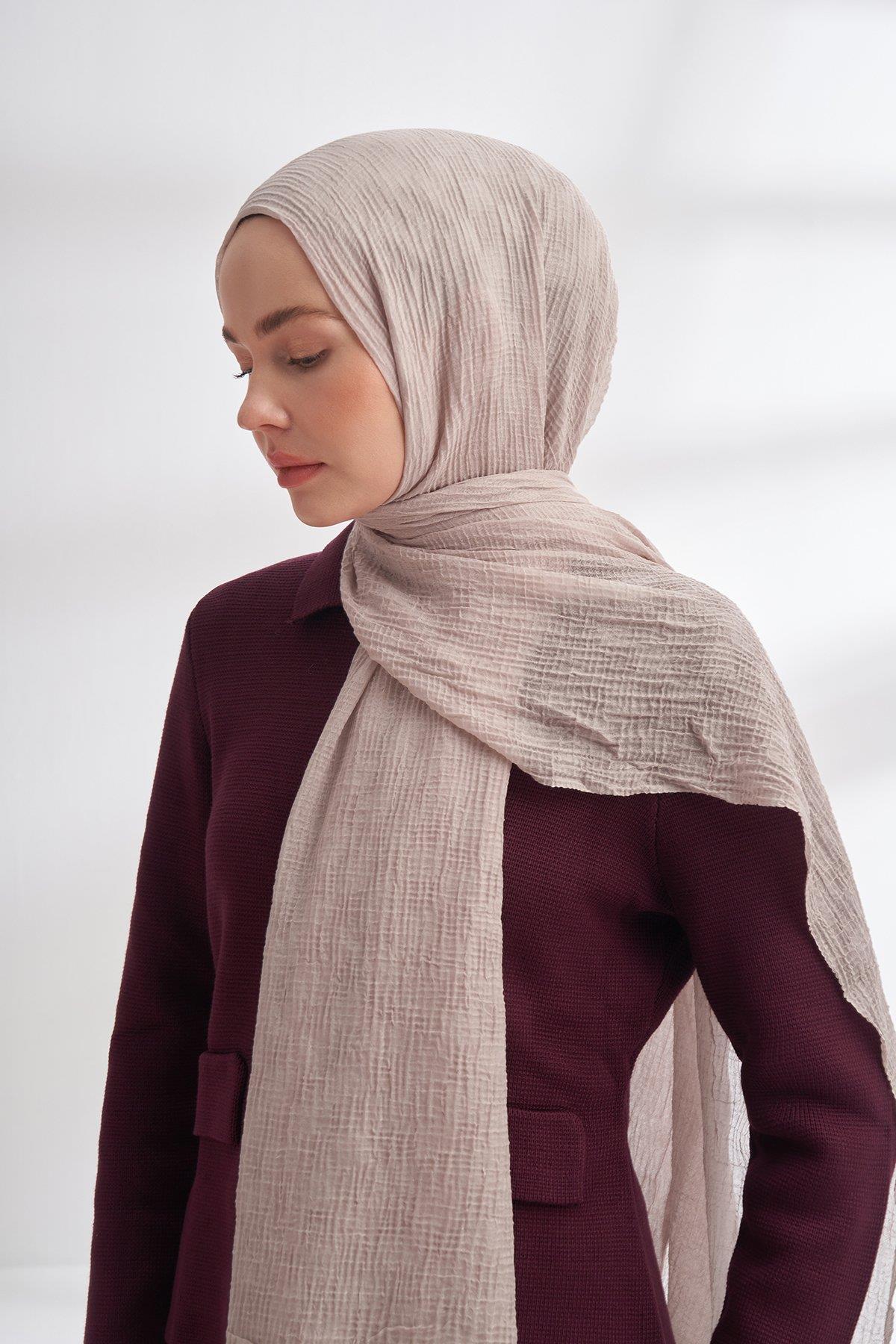 Armanda Müslin Dama Desen Şal 3350-Duman