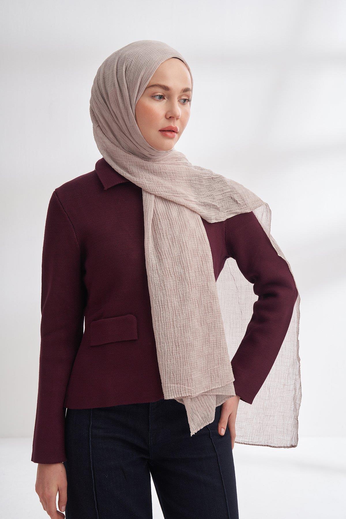 Armanda Müslin Dama Desen Şal 3350-Duman