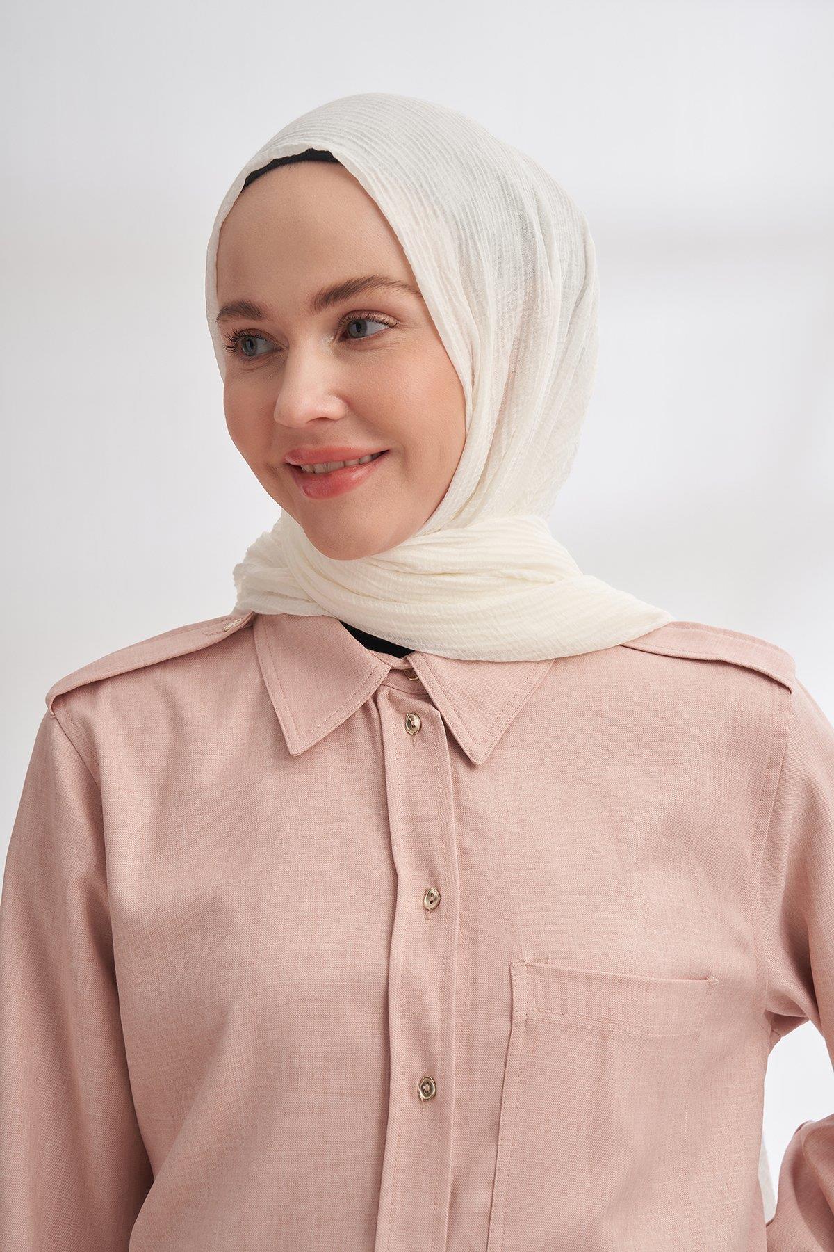 Armanda Müslin Dama Desen Şal 3350-Ekru