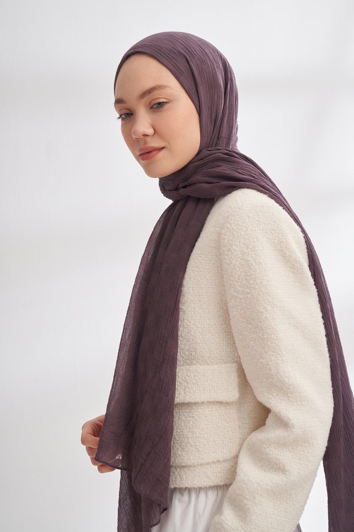 Armanda Müslin Dama Desen Şal 3350-Lavanta