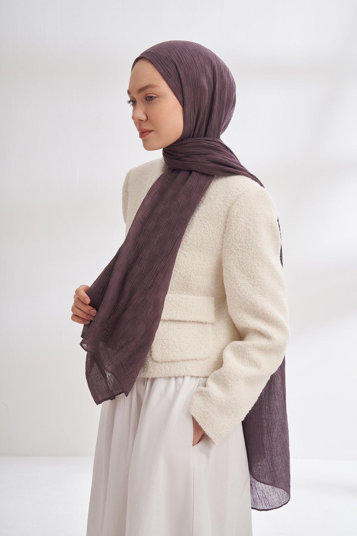 Armanda Müslin Dama Desen Şal 3350-Lavanta