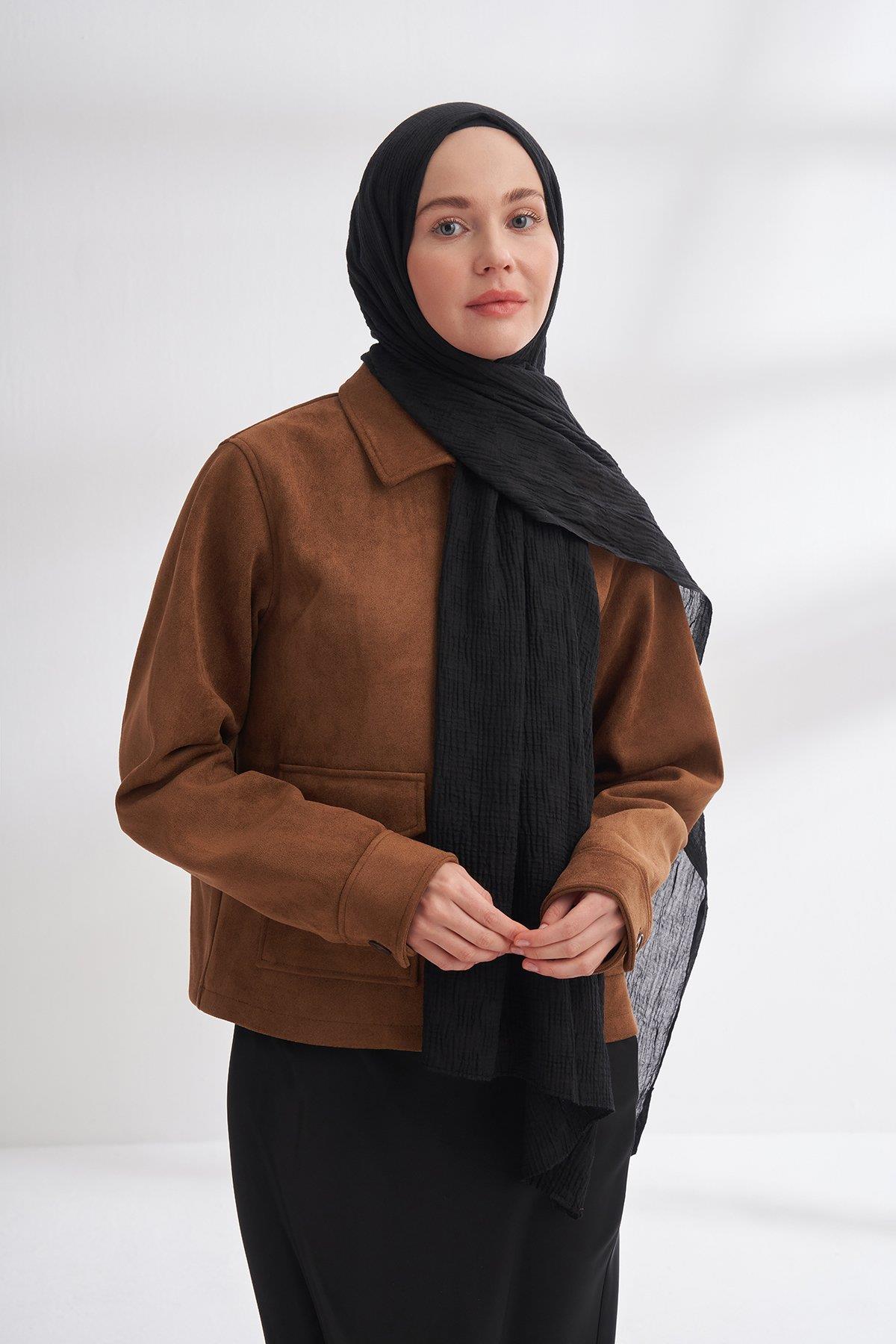 Armanda Müslin Dama Desen Şal 3350-Siyah