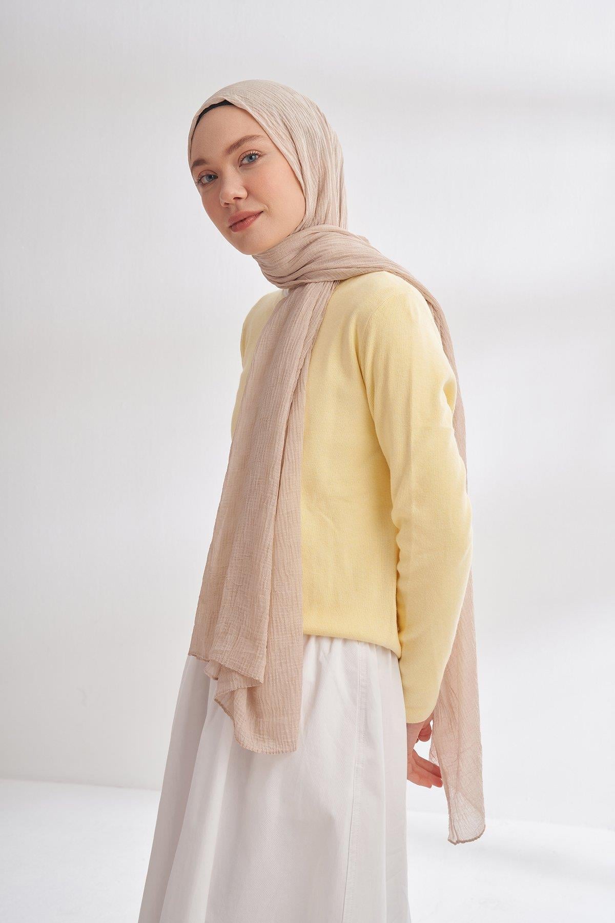 Armanda Müslin Dama Desen Şal 3350-Taş
