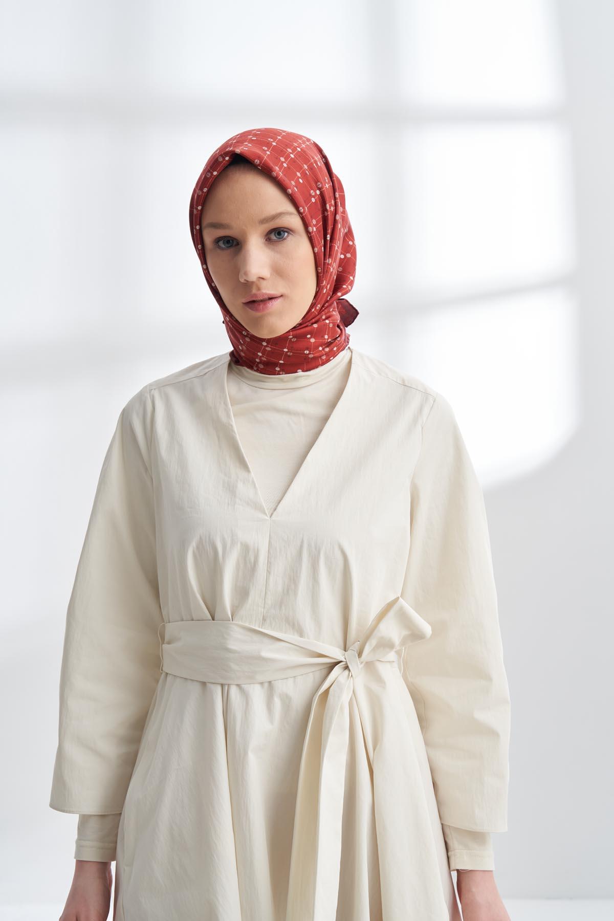 Armanda Orbis Desen Tivil İpek Eşarp 4306-Bordo