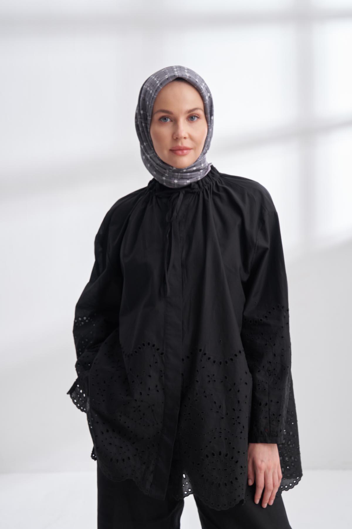 Armanda Orbis Desen Tivil İpek Eşarp 4306-Gri Füme