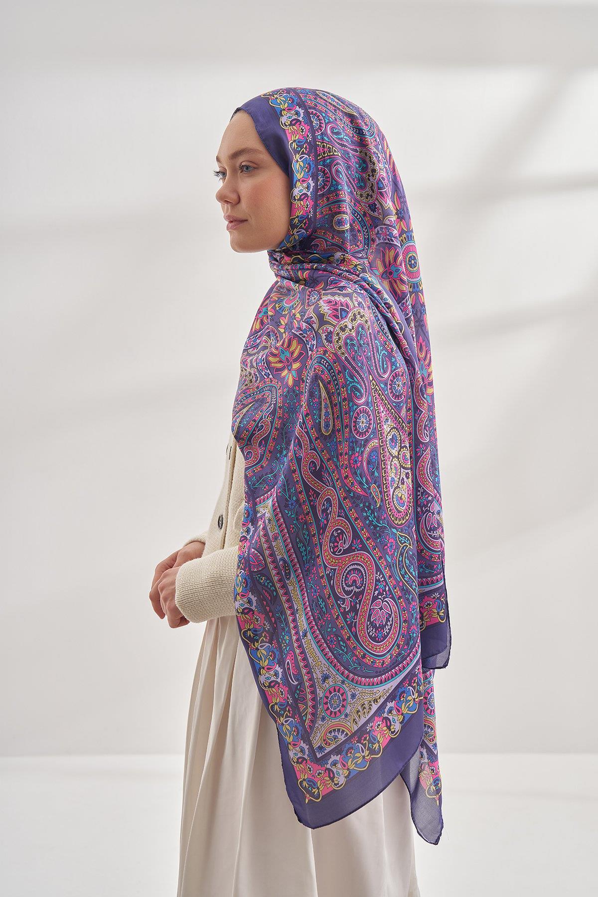 Armanda Özel Seri Etnik Desen Şal 6035-Mürdüm