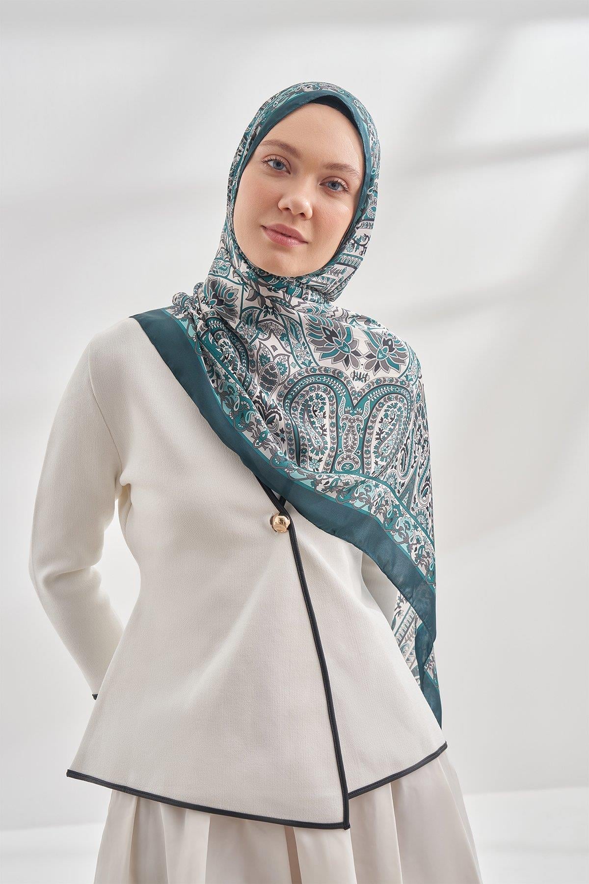 Armanda Özel Seri Etnik Desen Şal 6035-Zümrüt