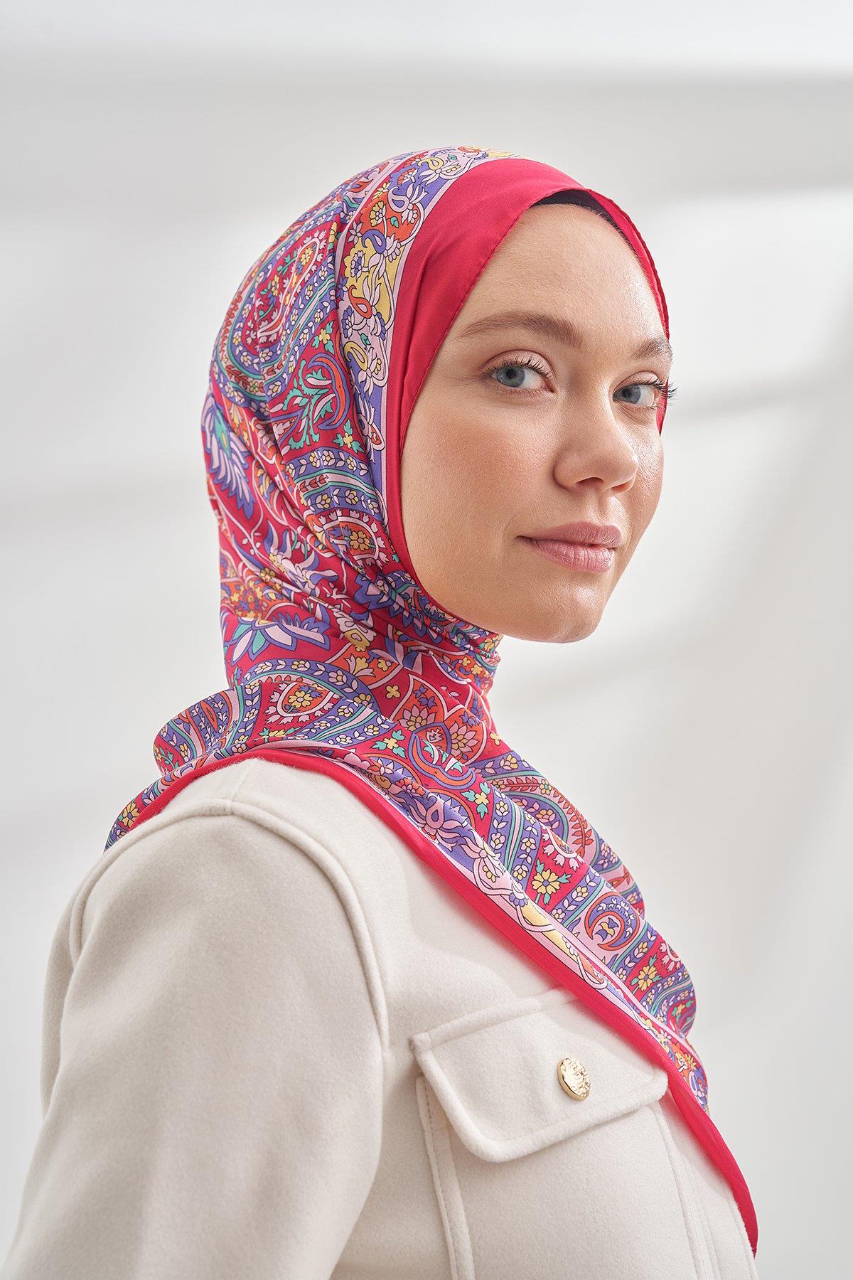 Armanda Özel Seri Etnik Desen Şal 6035-Fuşya