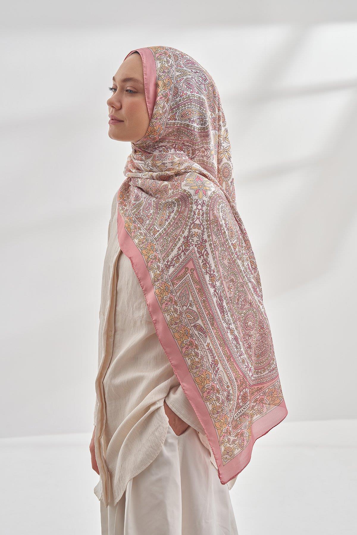 Armanda Özel Seri Etnik Desen Şal 6035-Pudra