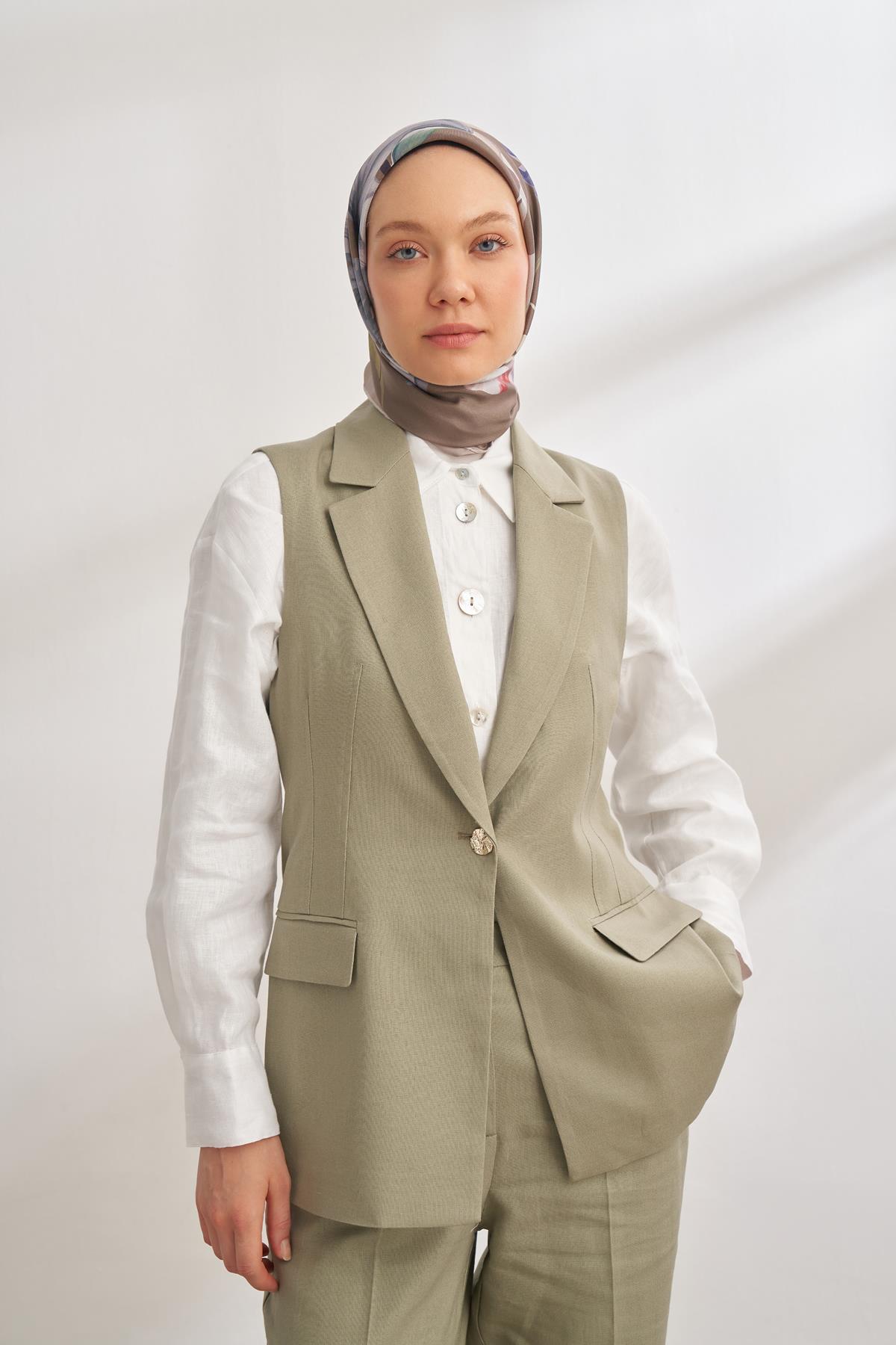 Armanda Rosie DesenTivil İpek Eşarp 4315-Vizon