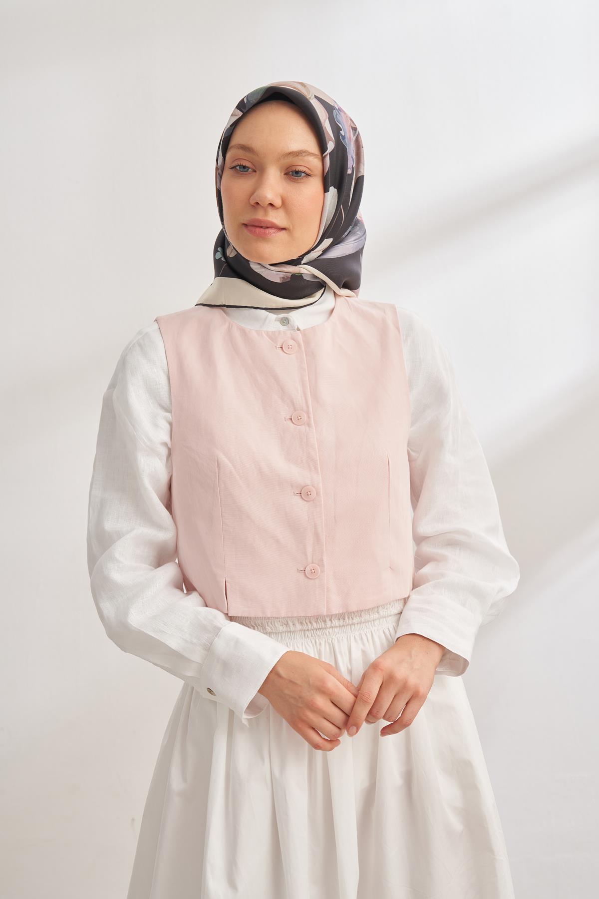 Armanda Rosie DesenTivil İpek Eşarp 4315-Siyah