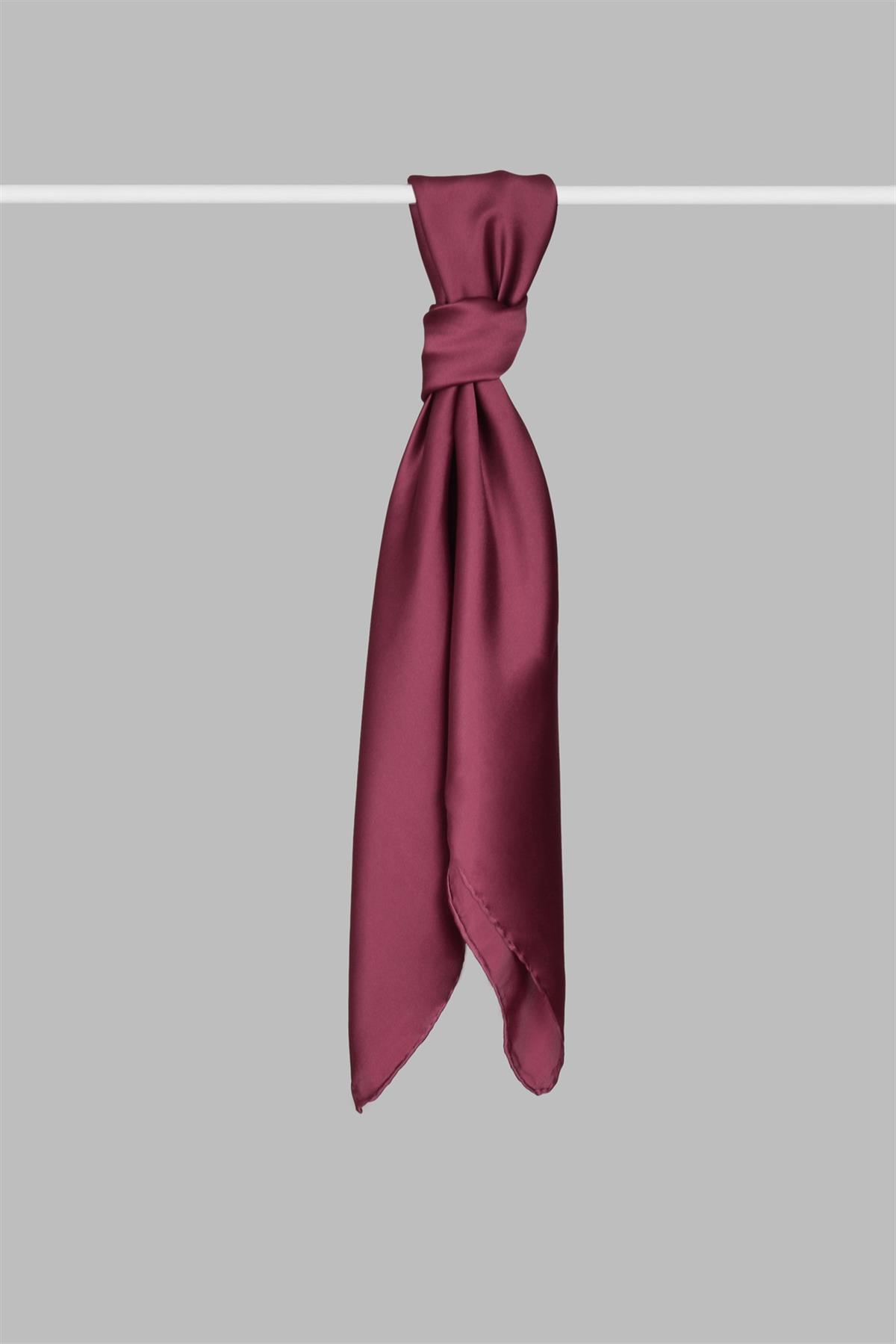 Armanda Saten İpek Eşarp 4444-Bordo