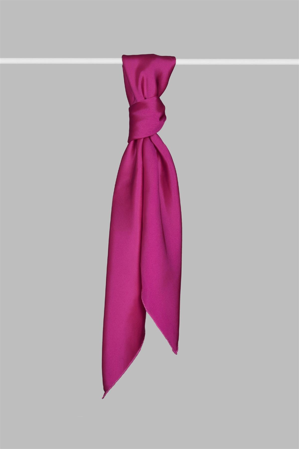 Armanda Saten İpek Eşarp 4444-Fuşya Pembe