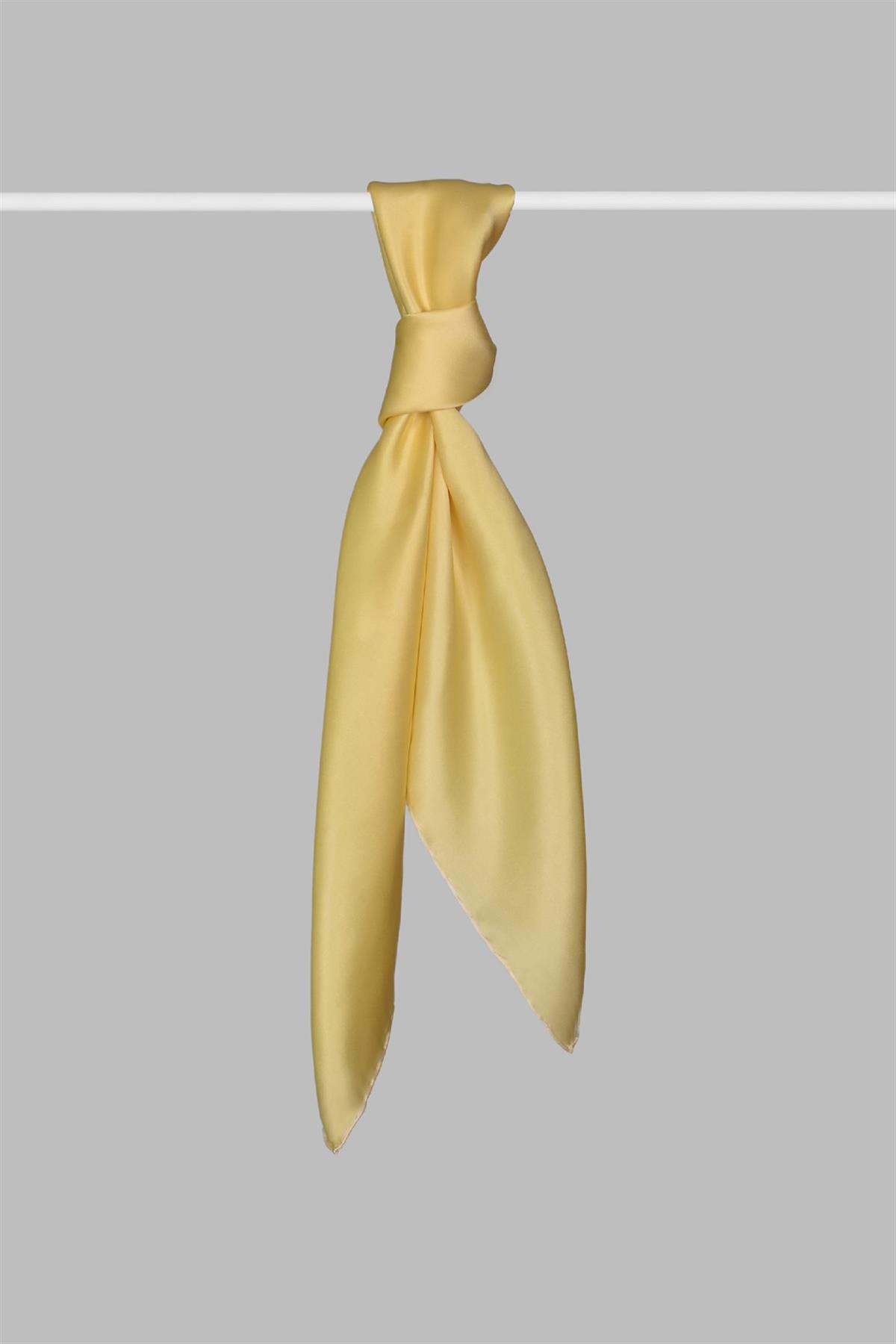 Armanda Saten İpek Eşarp 4444-Limon Sarısı