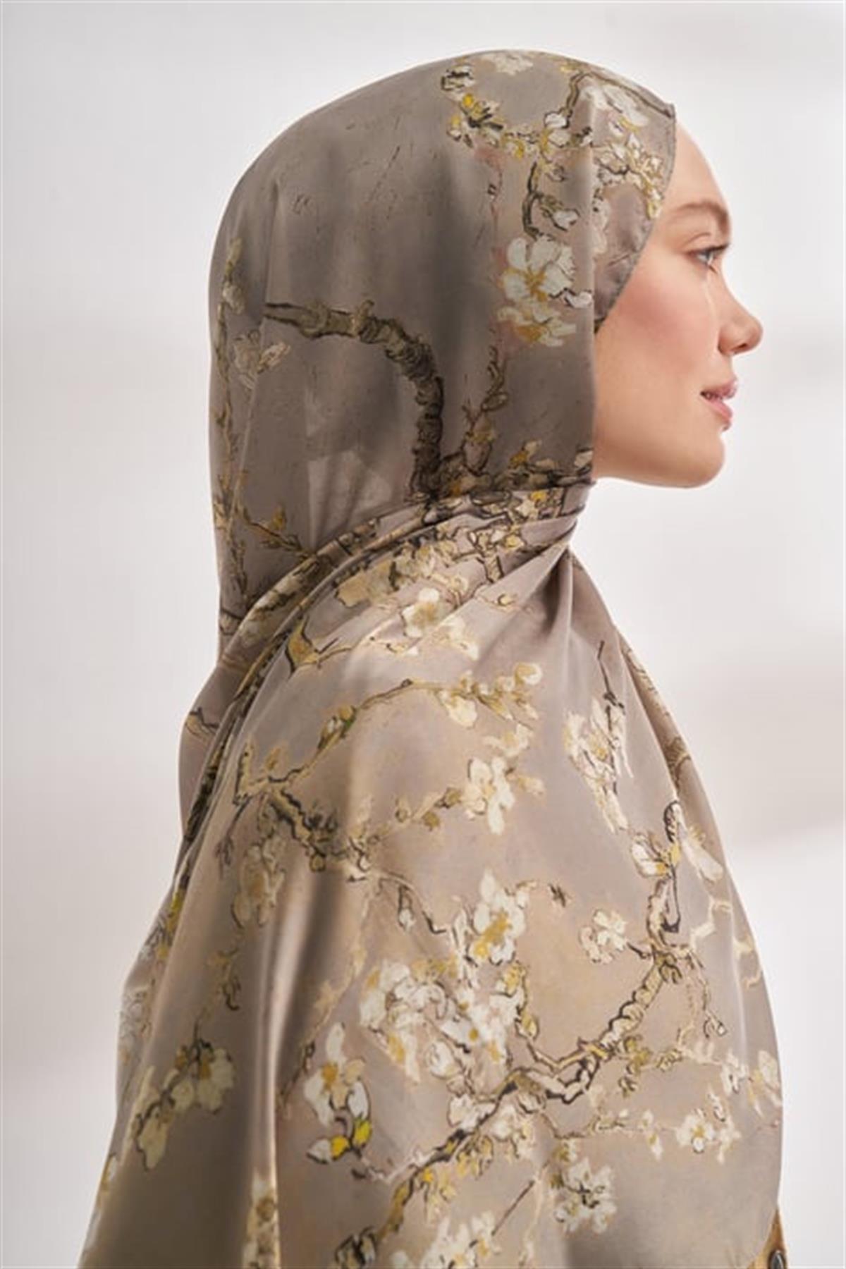Armanda Vual Almond Bloom Desen Şal 04464-Taş Bej
