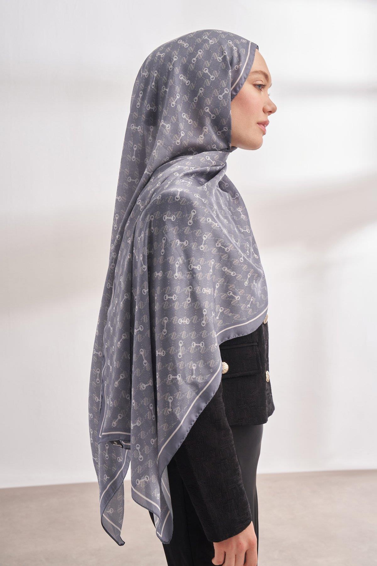 Armanda Vual Monogram Desen Şal 3361-Gri