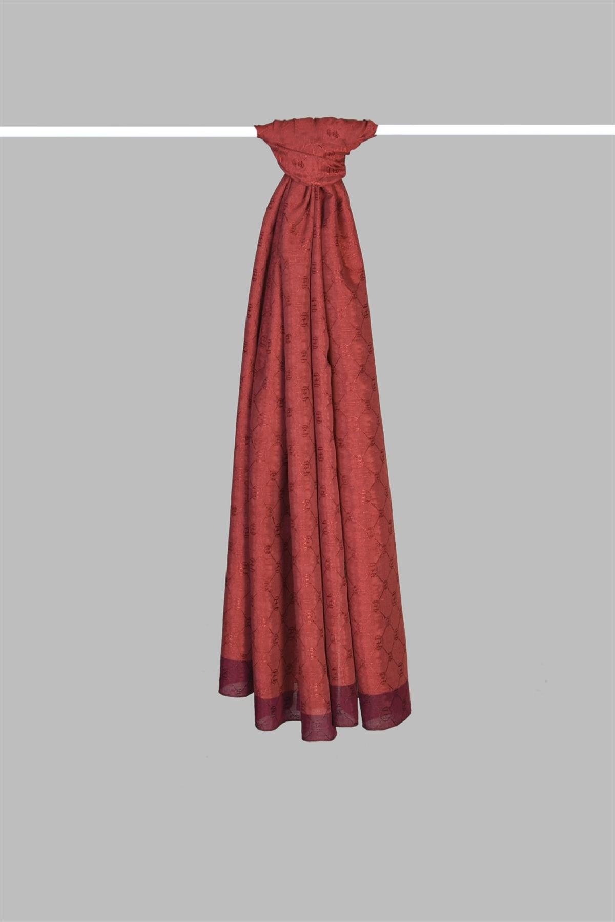 Armanda Zincir Monogram Desenli Şal 3042-Bordo