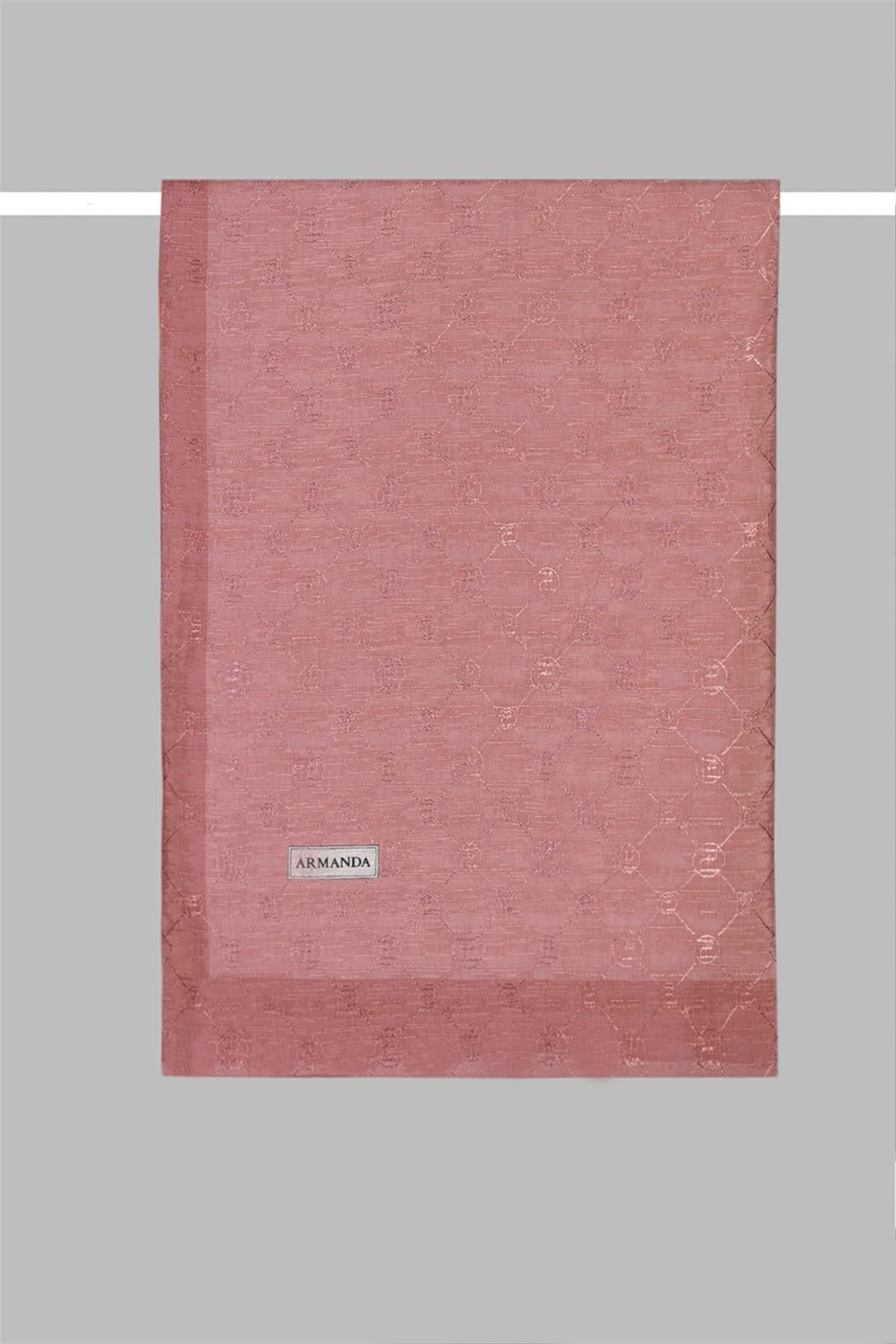 Armanda Zincir Monogram Desenli Şal 3042-Gül Kurusu
