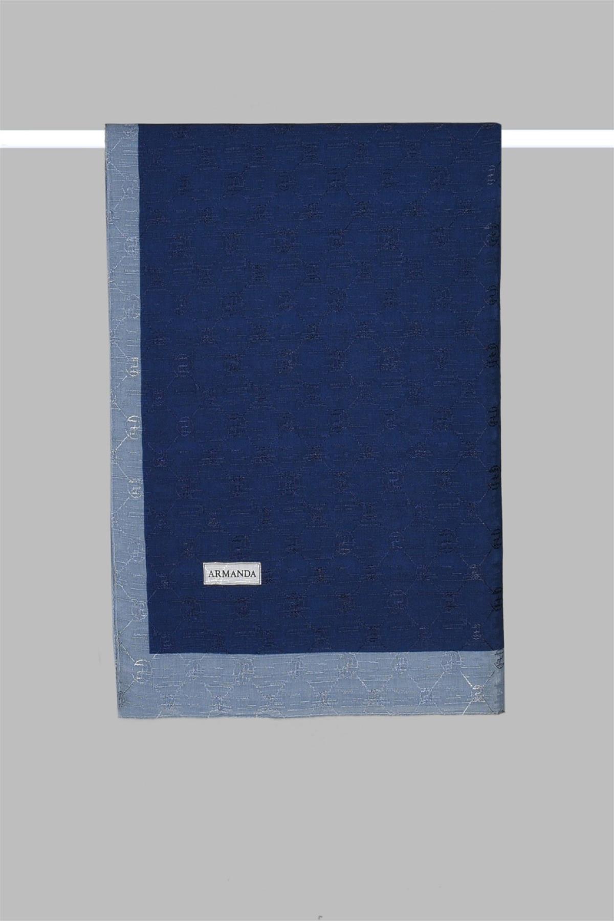 Armanda Zincir Monogram Desenli Şal 3042-Lacivert