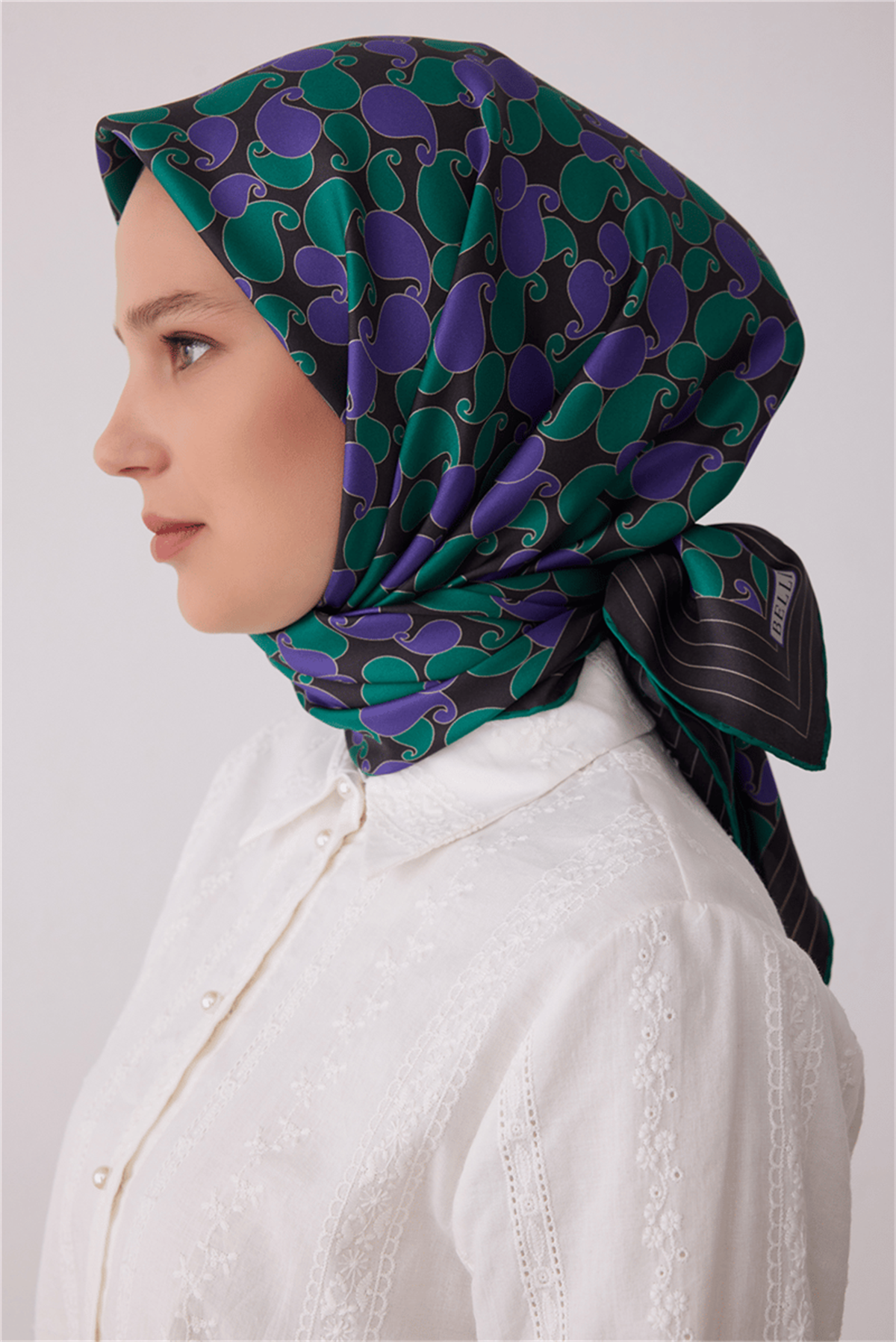 Belli Geometrik Desen Tivil İpek Eşarp E26KA4422D02-83
