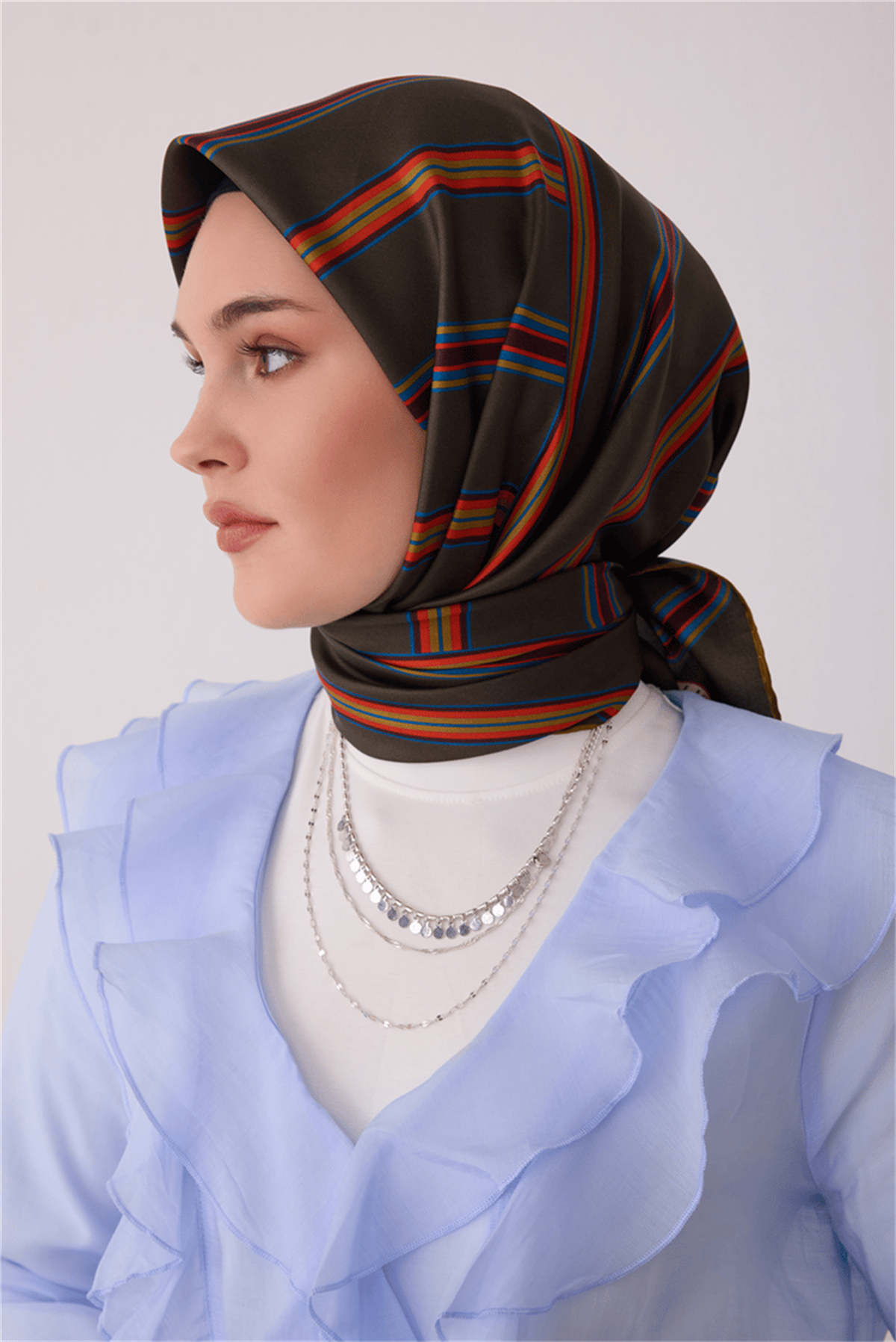 Belli Geometrik Desen Tivil İpek Eşarp E26KA4405D01-34