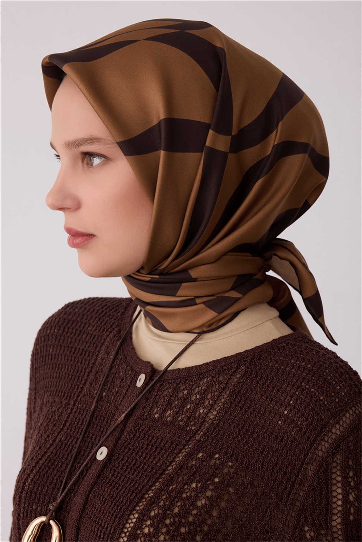 Belli Geometrik Desen Tivil İpek Eşarp E26KA4429D01-44