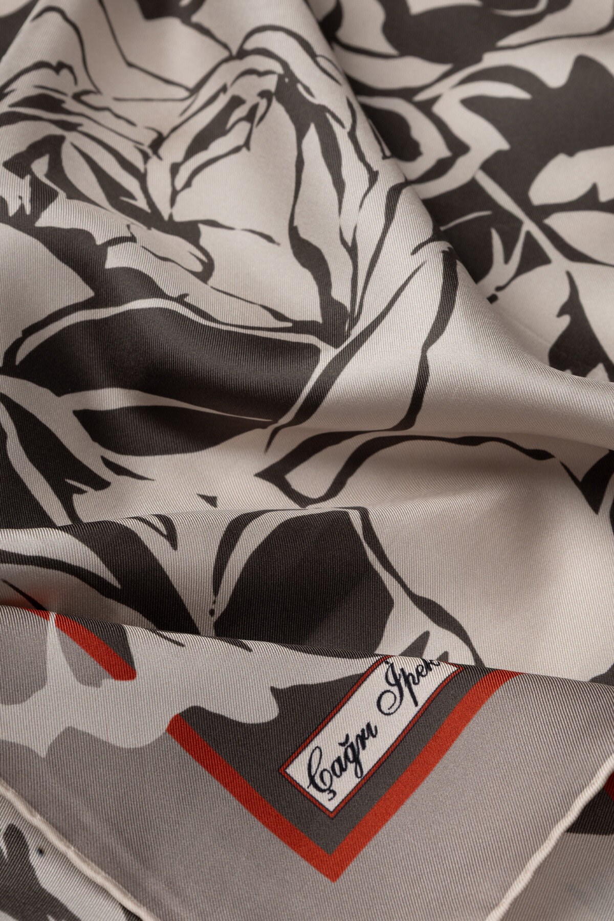 Çağrı İpek Floral Desen Tivil İpek Eşarp DG13938-8