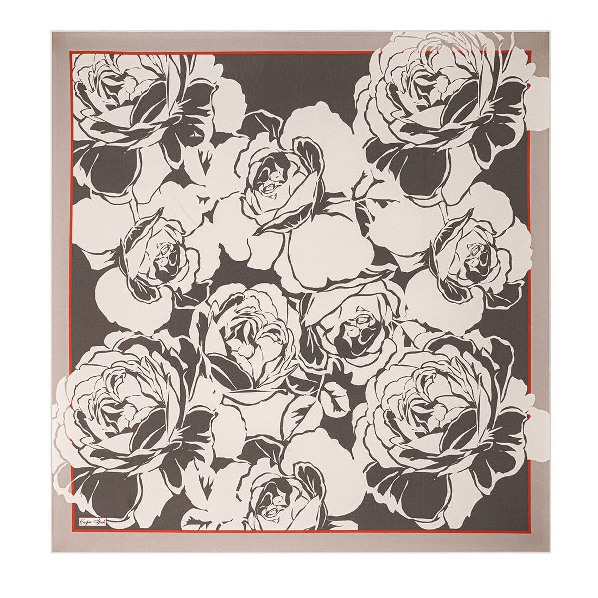 Çağrı İpek Floral Desen Tivil İpek Eşarp DG13938-8