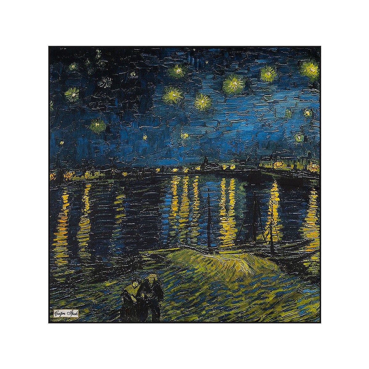 Çağrı İpek Yıldızlı Gece Desen İpek Mendil Fular DG9785-ORJ