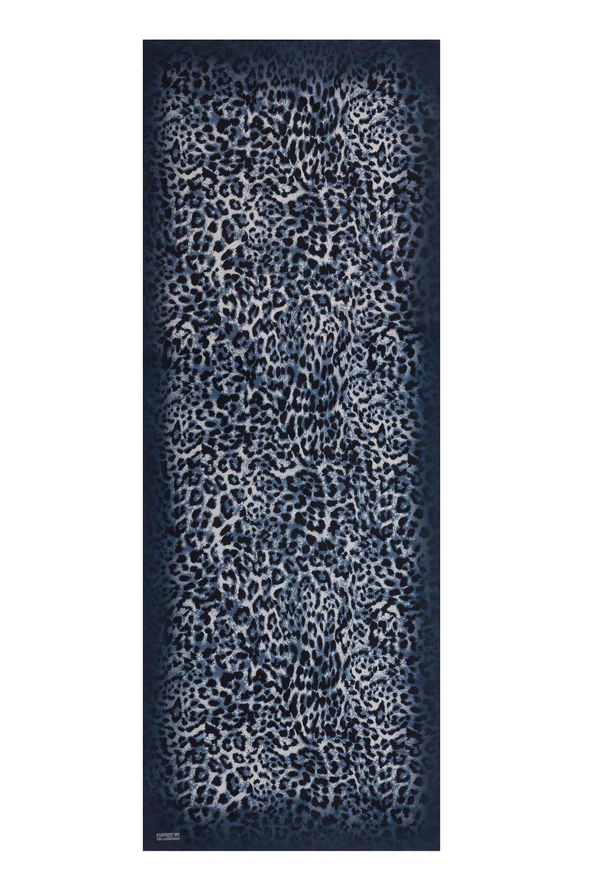 Çağrı İpek Leopar Desenli Demor Krep İpek Şal 15258-5