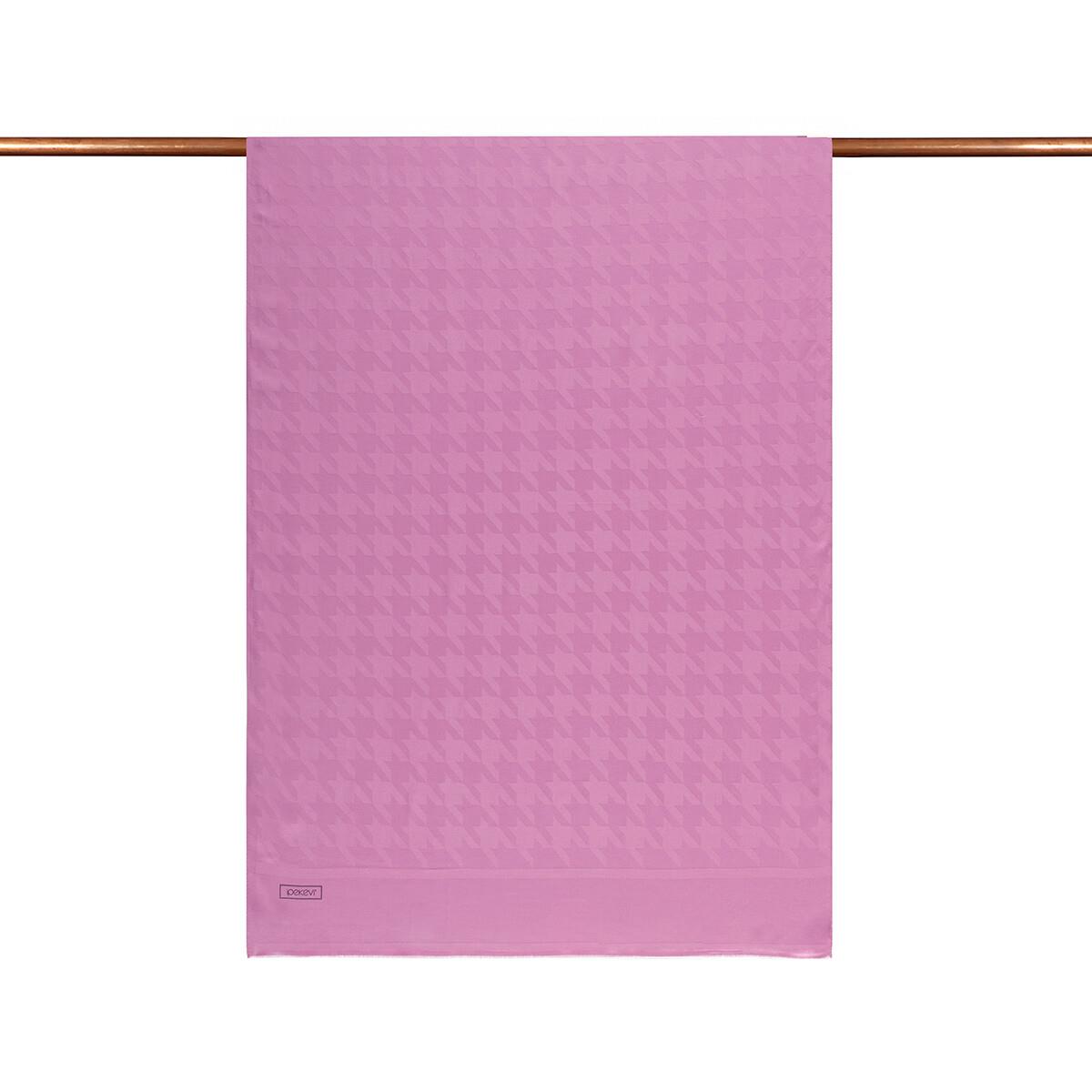 İpekevi Dört Mevsim Kazayağı Desenli Monogram Şal 04390-Şeker Pembesi